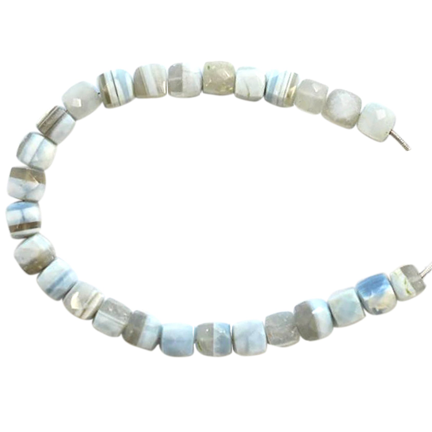 Blue Lace Agate 7 To 8 MM Faceted Cube Shape Beads Strand