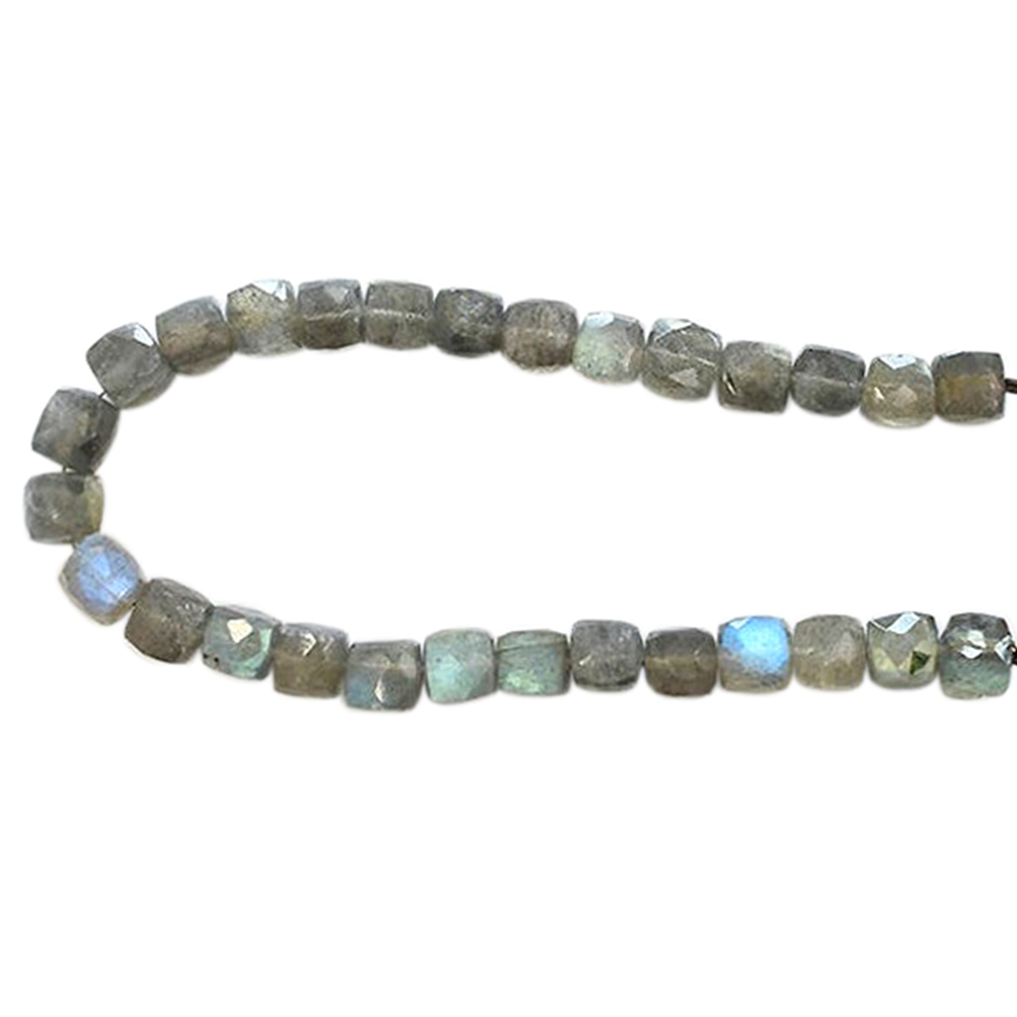 Labradorite 6 To 7 MM Faceted Cube Shape Beads Strand