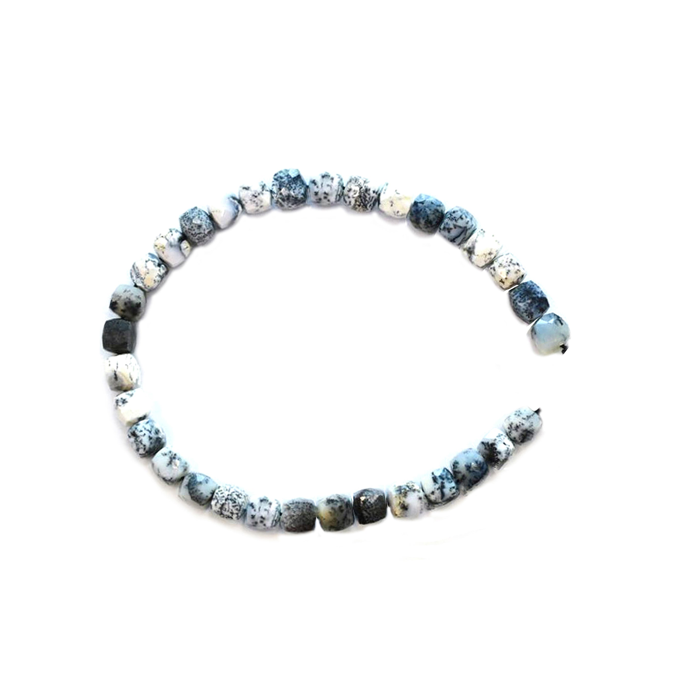 Dendritic Opal 6 To 7 MM Faceted Cube Shape Beads Strand