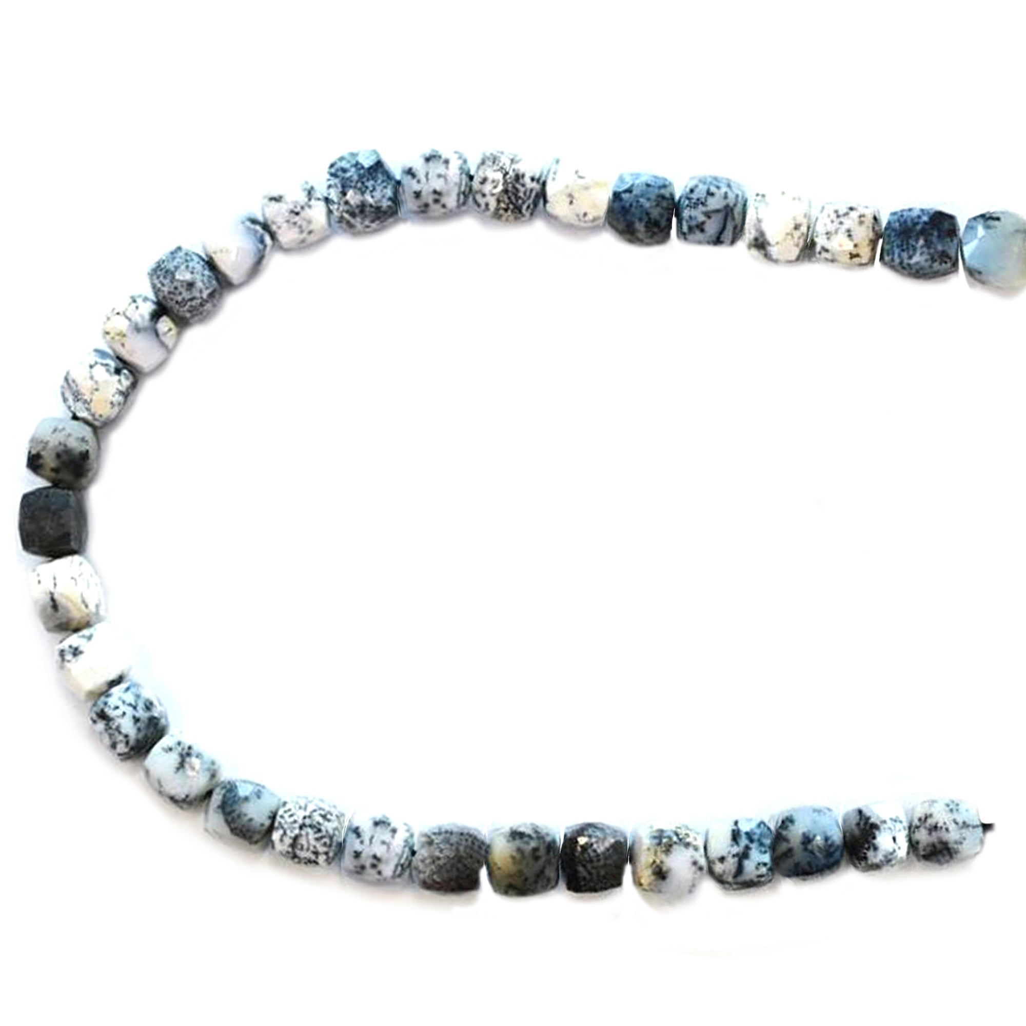 Dendritic Opal 6 To 7 MM Faceted Cube Shape Beads Strand