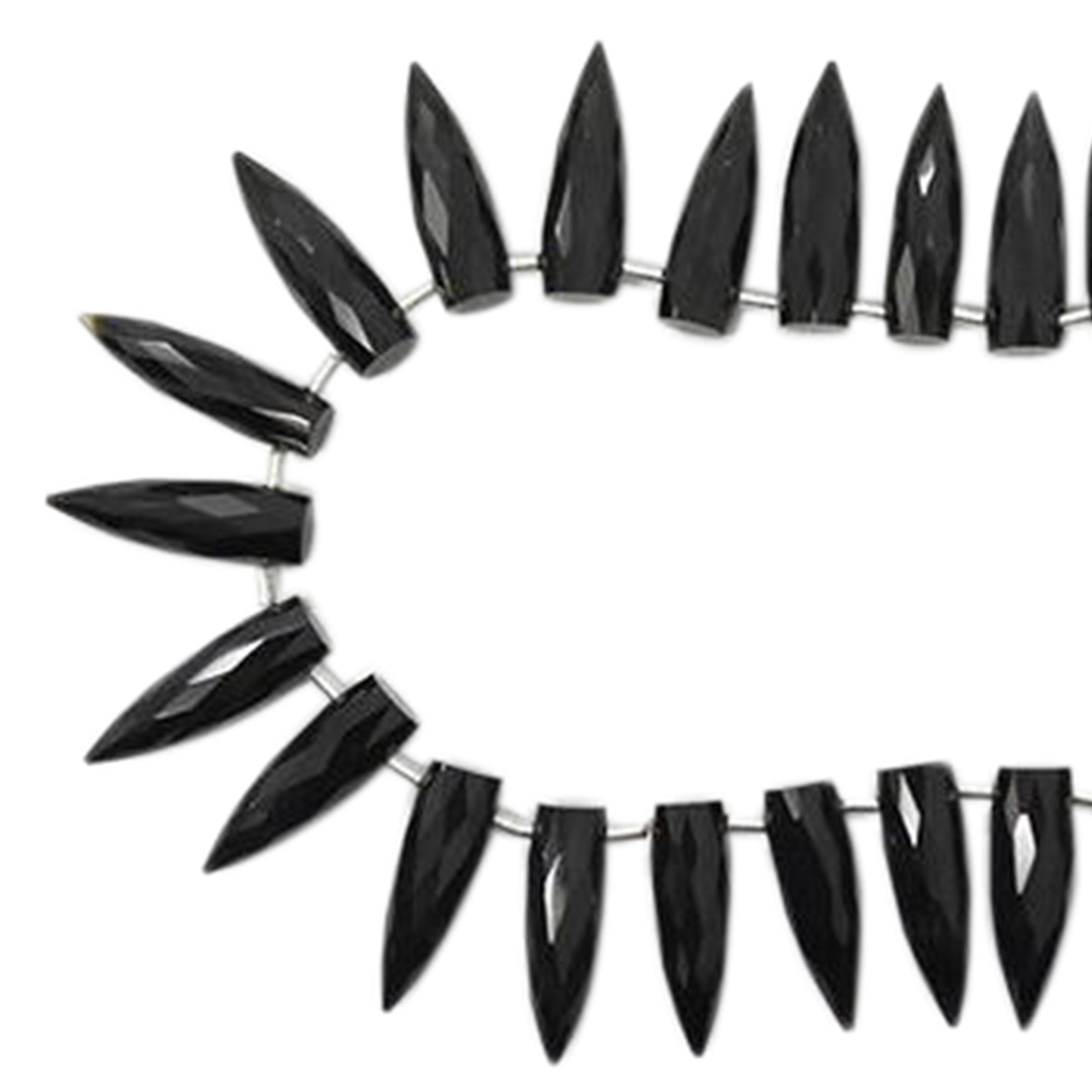 Black Onyx 15X5 MM Faceted Bullet Shape Beads Strand