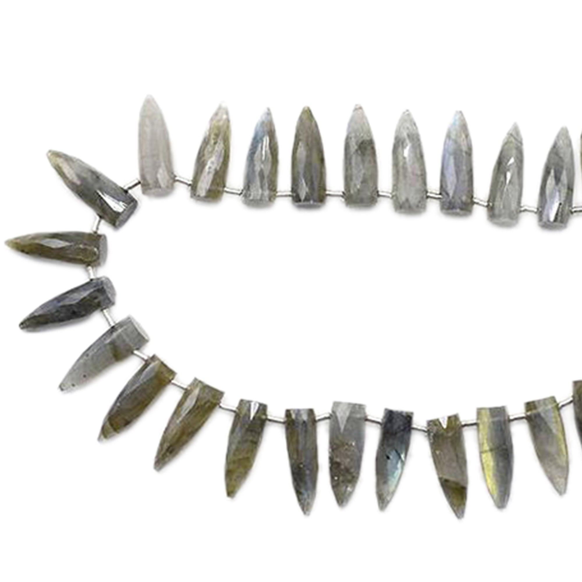 Labradorite 15.5X5.5 MM Faceted Bullet Shape Beads Strand