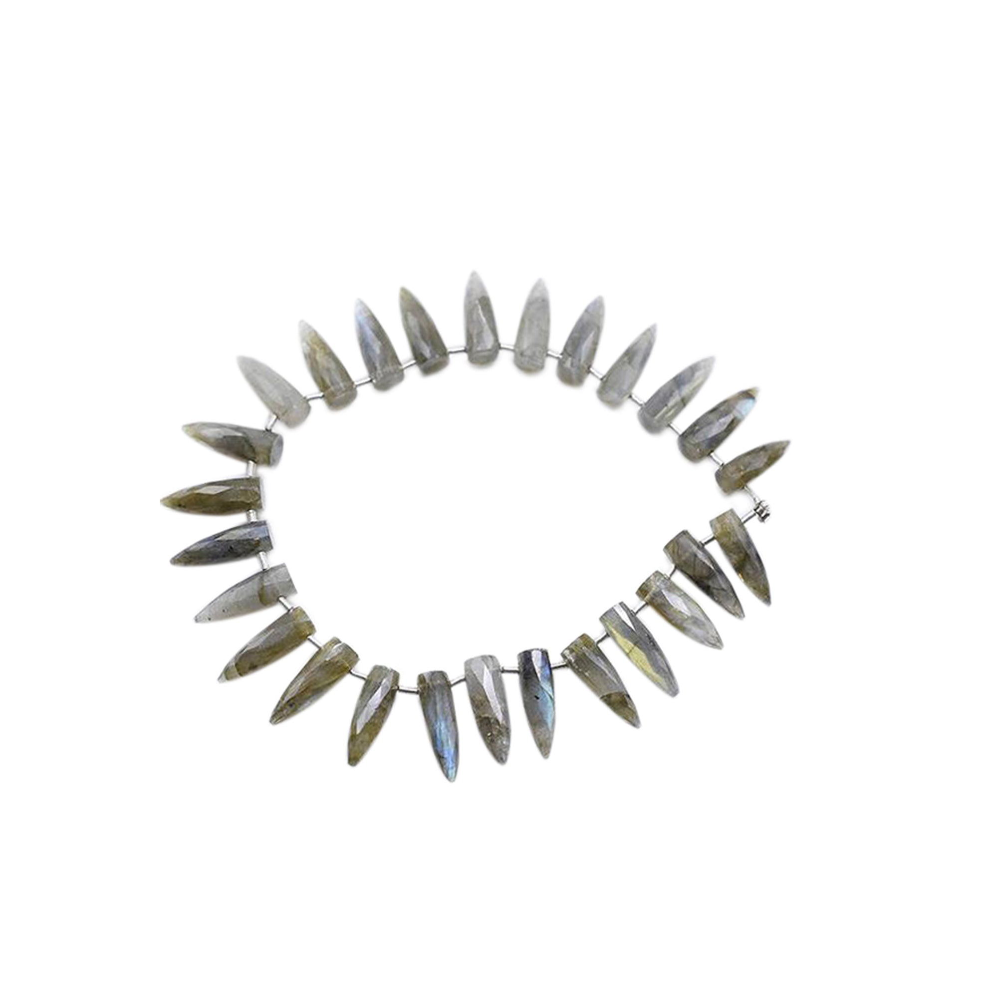 Labradorite 15.5X5.5 MM Faceted Bullet Shape Beads Strand
