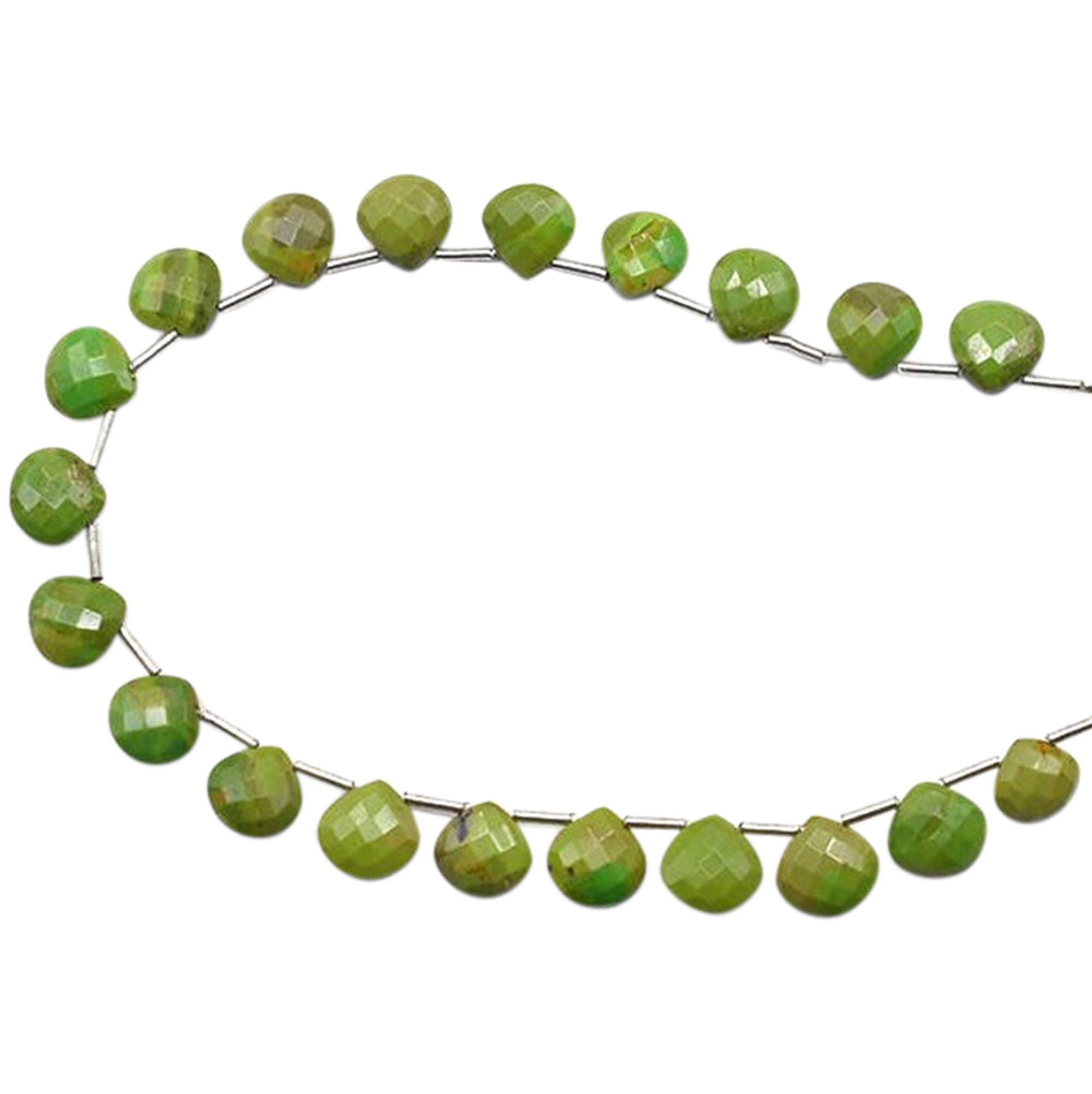 Mojave Green Turquoise 9 MM Faceted Heart Shape Beads Strand