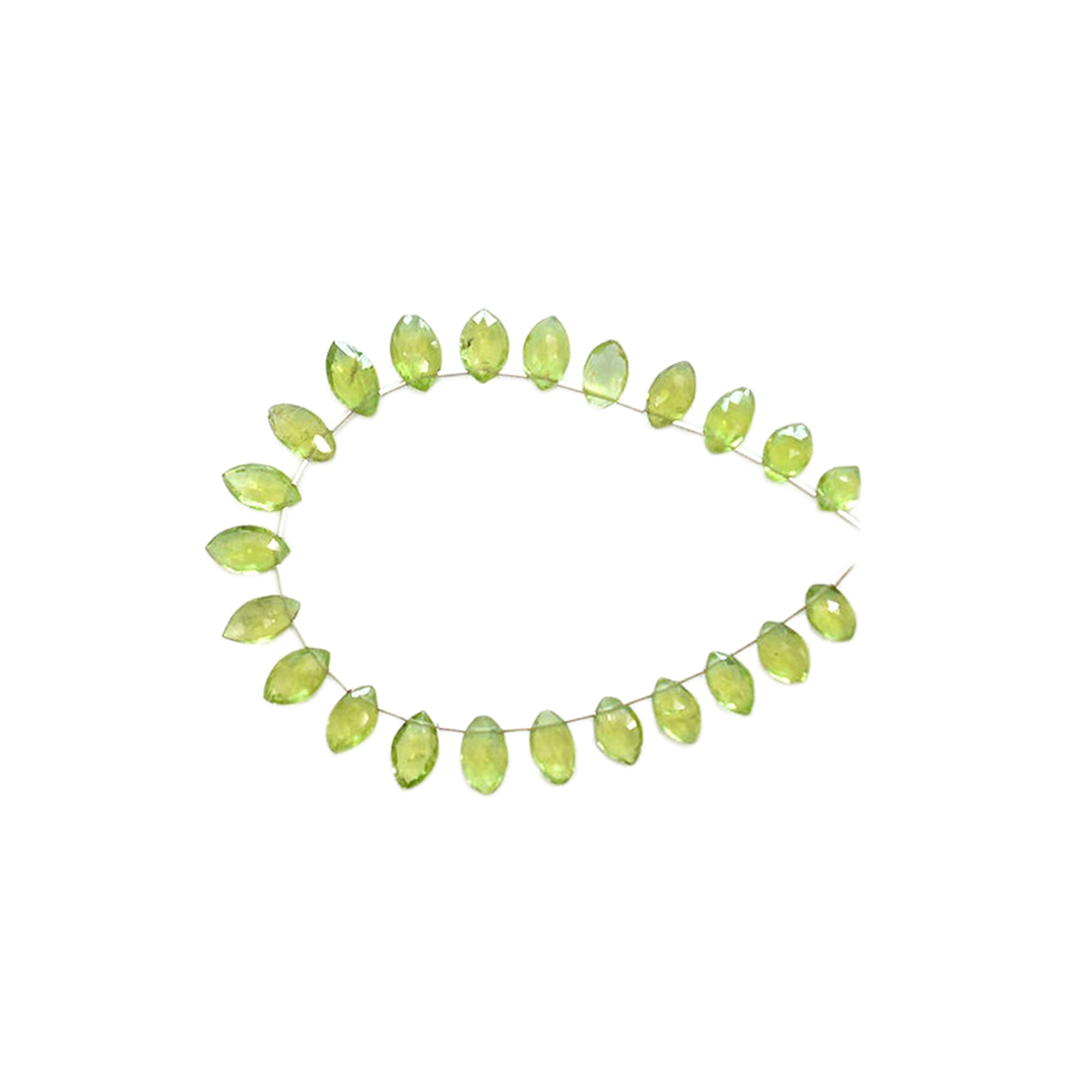 Peridot 9X6 To 10X6 MM Faceted Marquise Shape Beads Strand