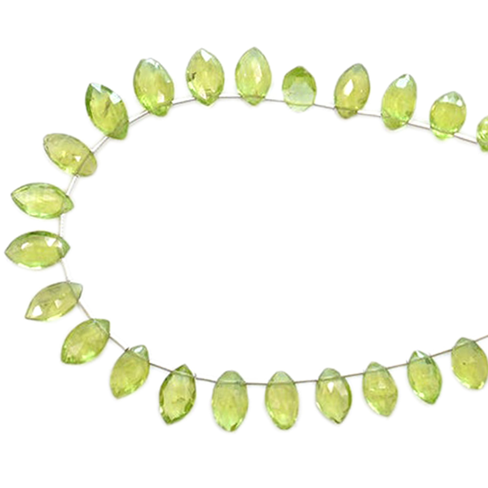 Peridot 9X6 To 10X6 MM Faceted Marquise Shape Beads Strand