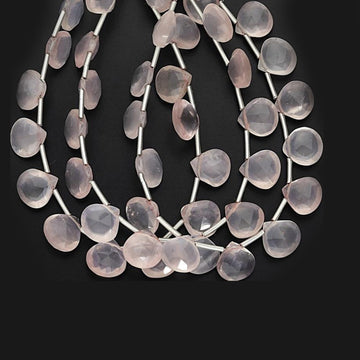 Rose Quartz 8 To 9 MM Faceted Heart Shape Beads Strand