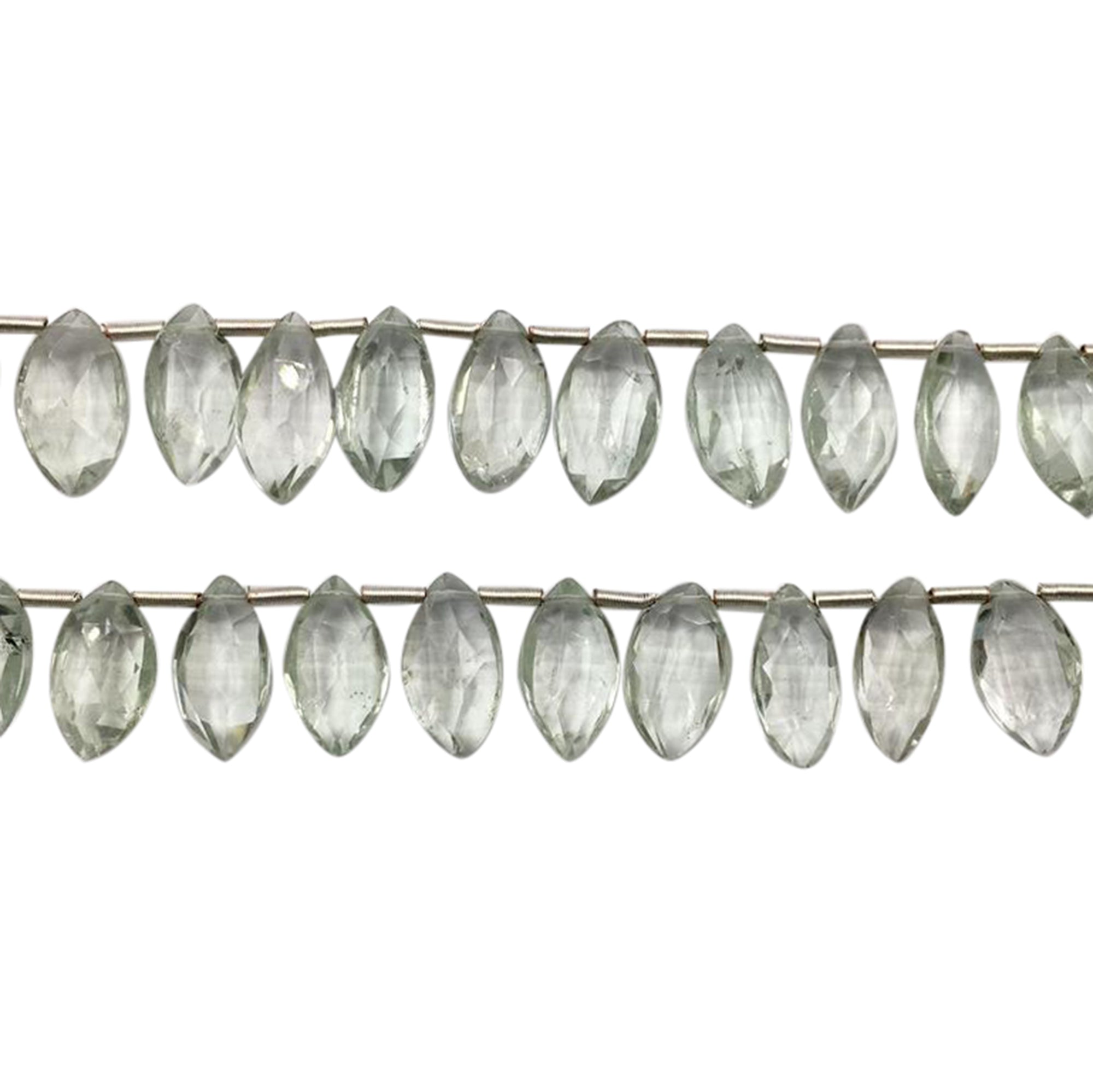 Green Amethyst 14X7 MM Faceted Marquise Shape Beads Strand