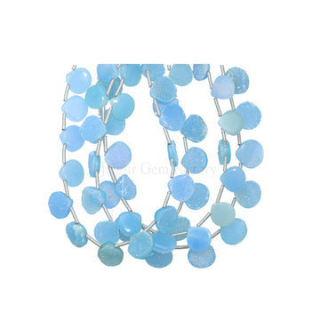 Blue Druzy 8 To 9 MM Heart Shape Beads Strand