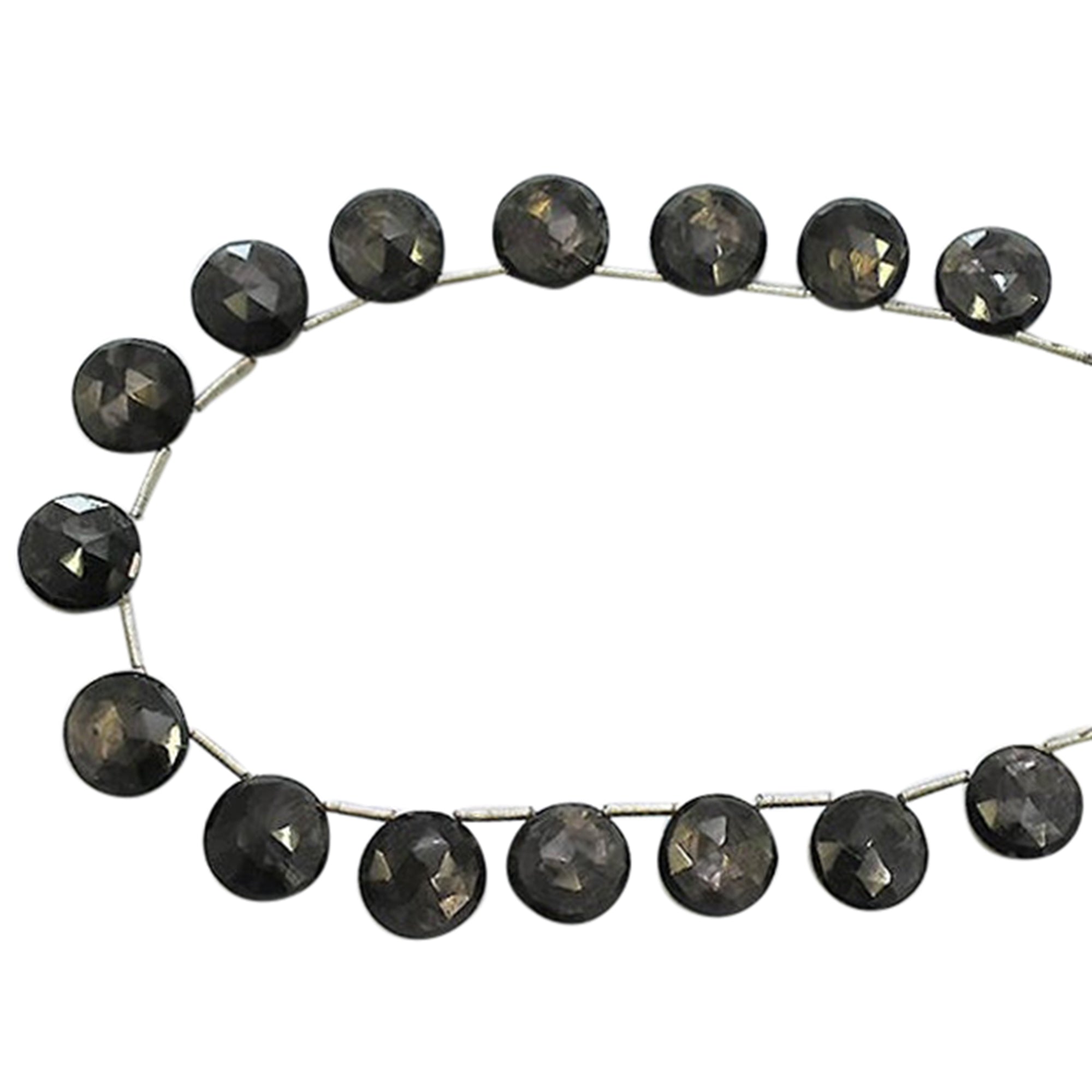 Hypersthene 12 To 13 MM Faceted Coin Shape Beads Strand