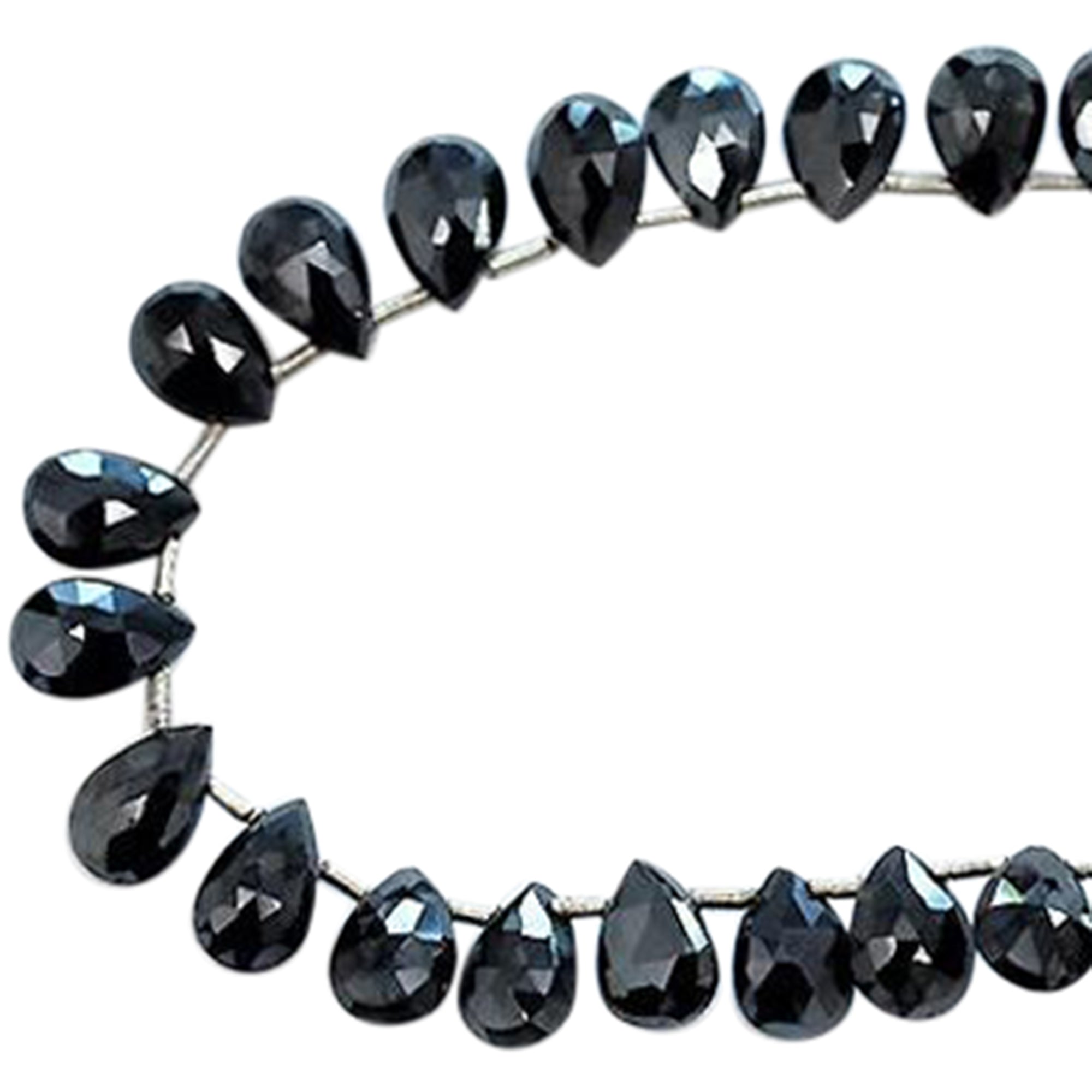Mystic Black Spinel 9X6 To 10X7 MM Faceted Pear Shape Beads Strand
