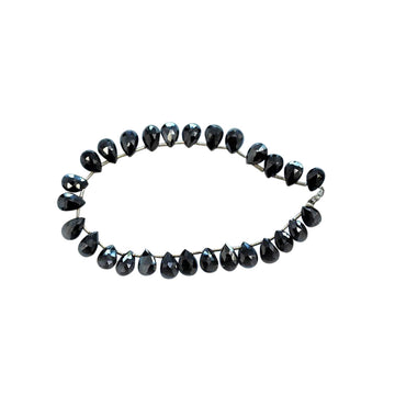 Mystic Black Spinel 9X6 To 10X7 MM Faceted Pear Shape Beads Strand