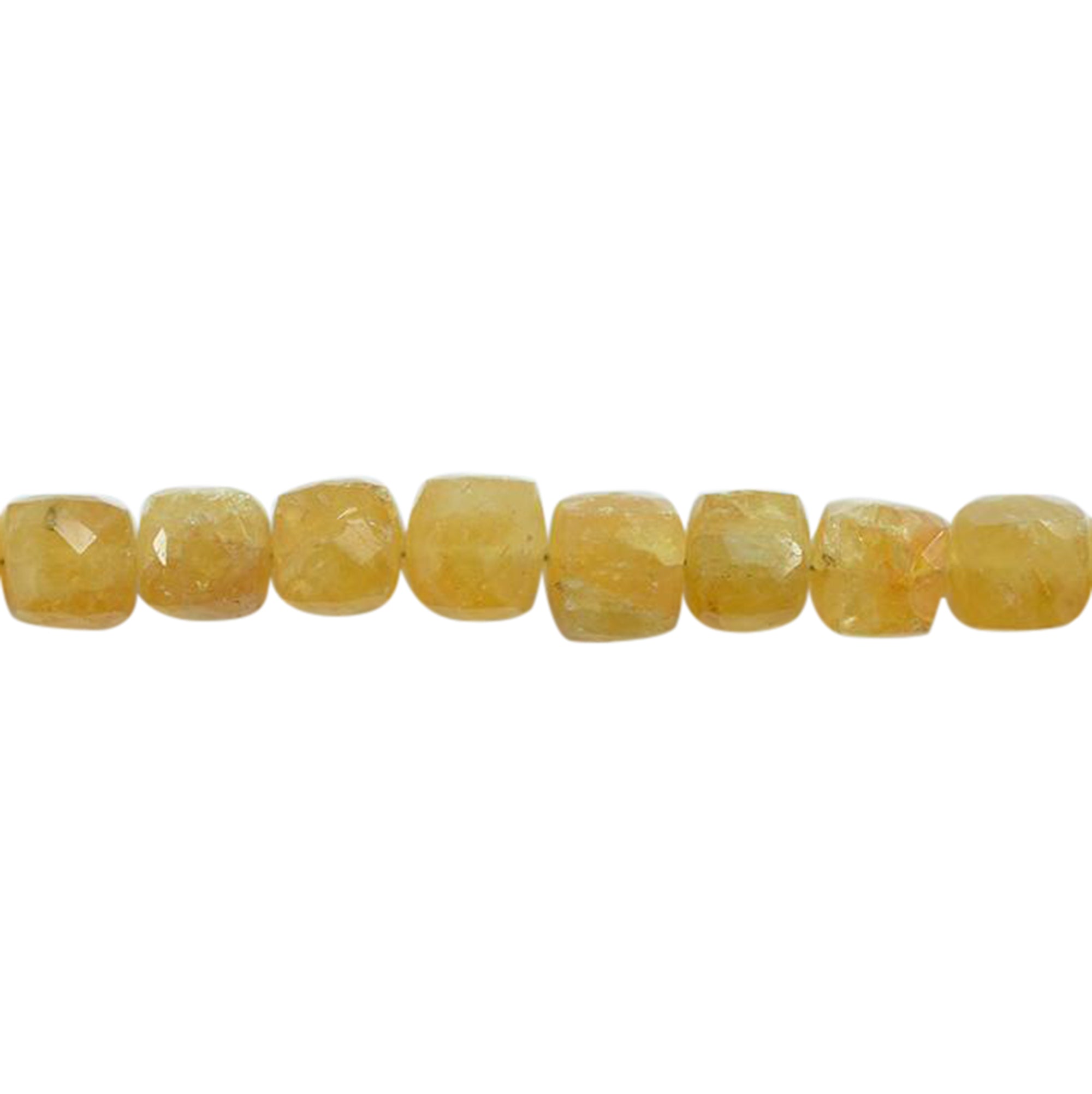 Yellow Aquamarine 7 To 7.5 MM Faceted Cube Shape Beads Strand