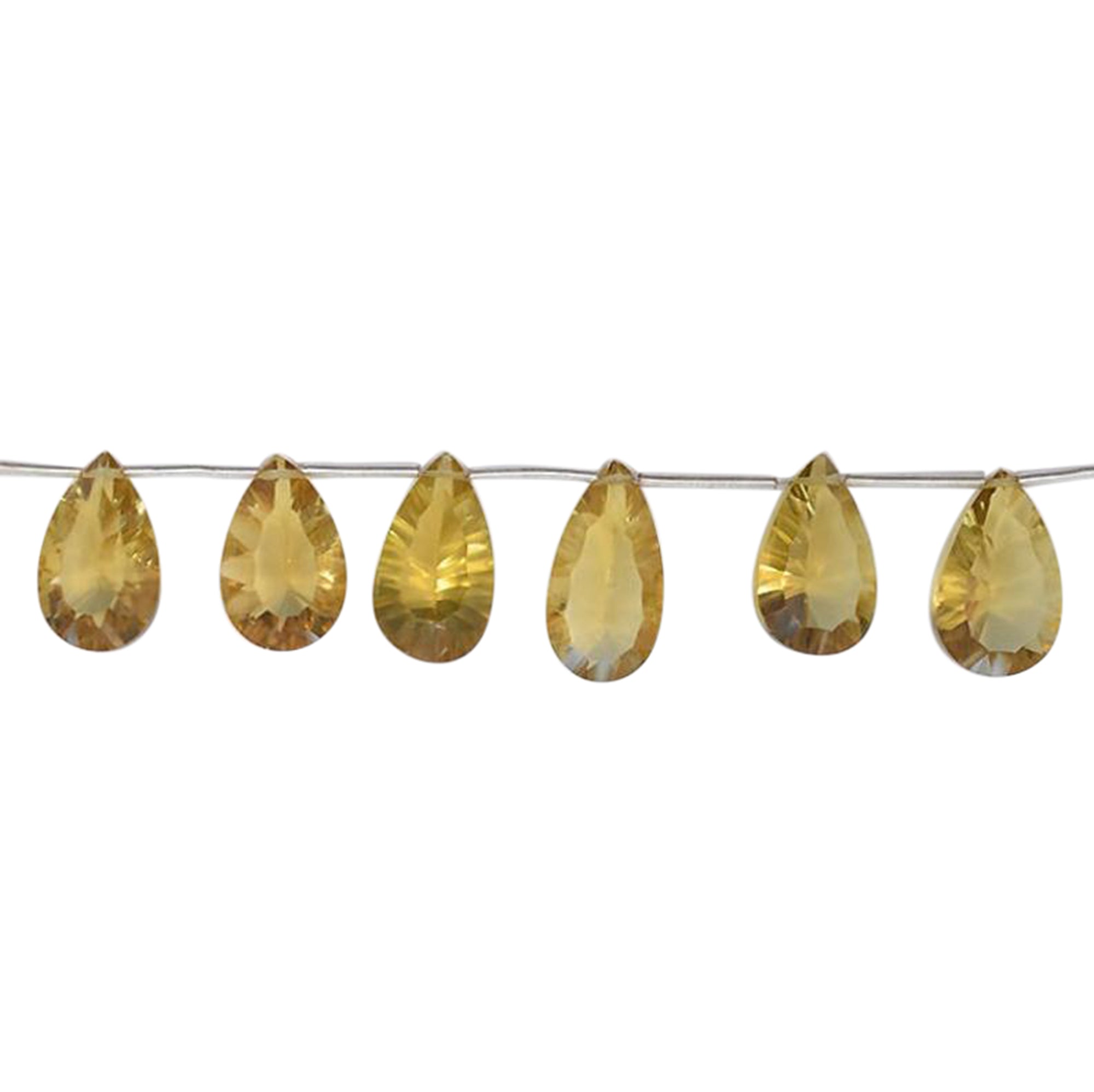 Honey Quartz 14X10 To 16X11 MM Concave Cut Pear Shape Beads Strand