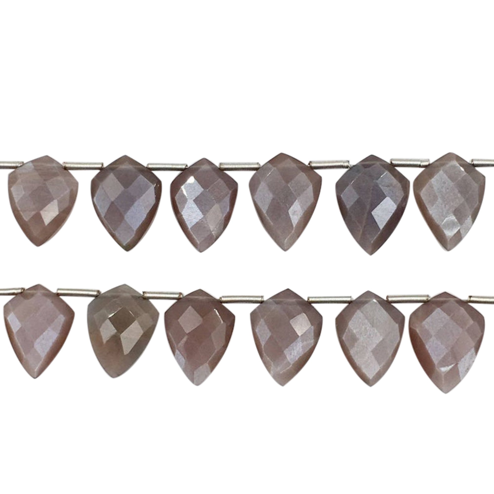 Brown Chocolate Moonstone 13X9 To 14X10 MM Faceted Shield Shape Beads Strand