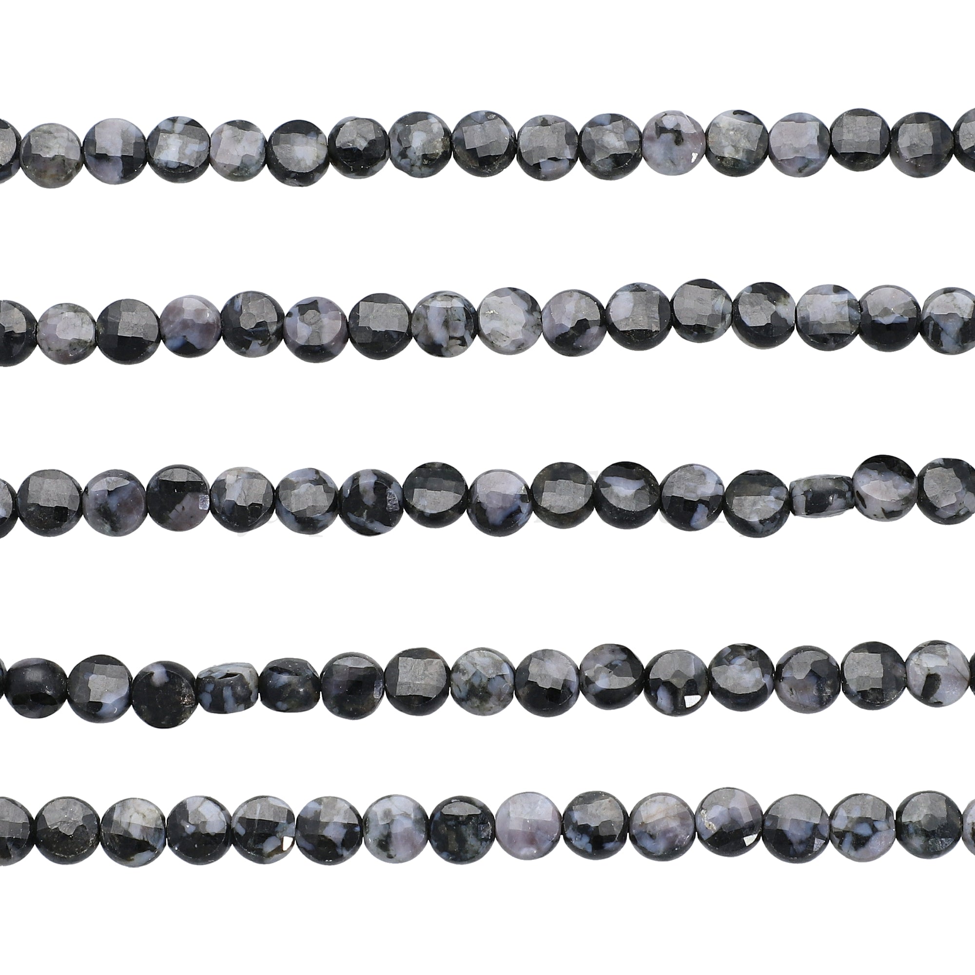 6 MM Indigo Gabbro Agate Faceted Coin Beads 15 Inches Strand