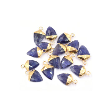 Iolite 13X10 MM Shield Shape Gold Electroplated Pendant ( Set Of 2 Pcs)