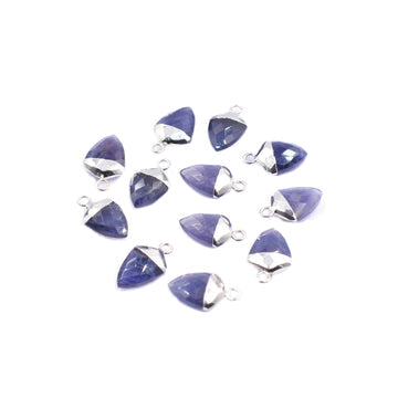 Iolite 13X10 MM Shield Shape Rhodium Electroplated Pendant ( Set Of 2 Pcs)