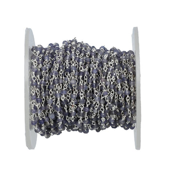 Iolite Faceted Rondelle Wire Wrapped Chain
