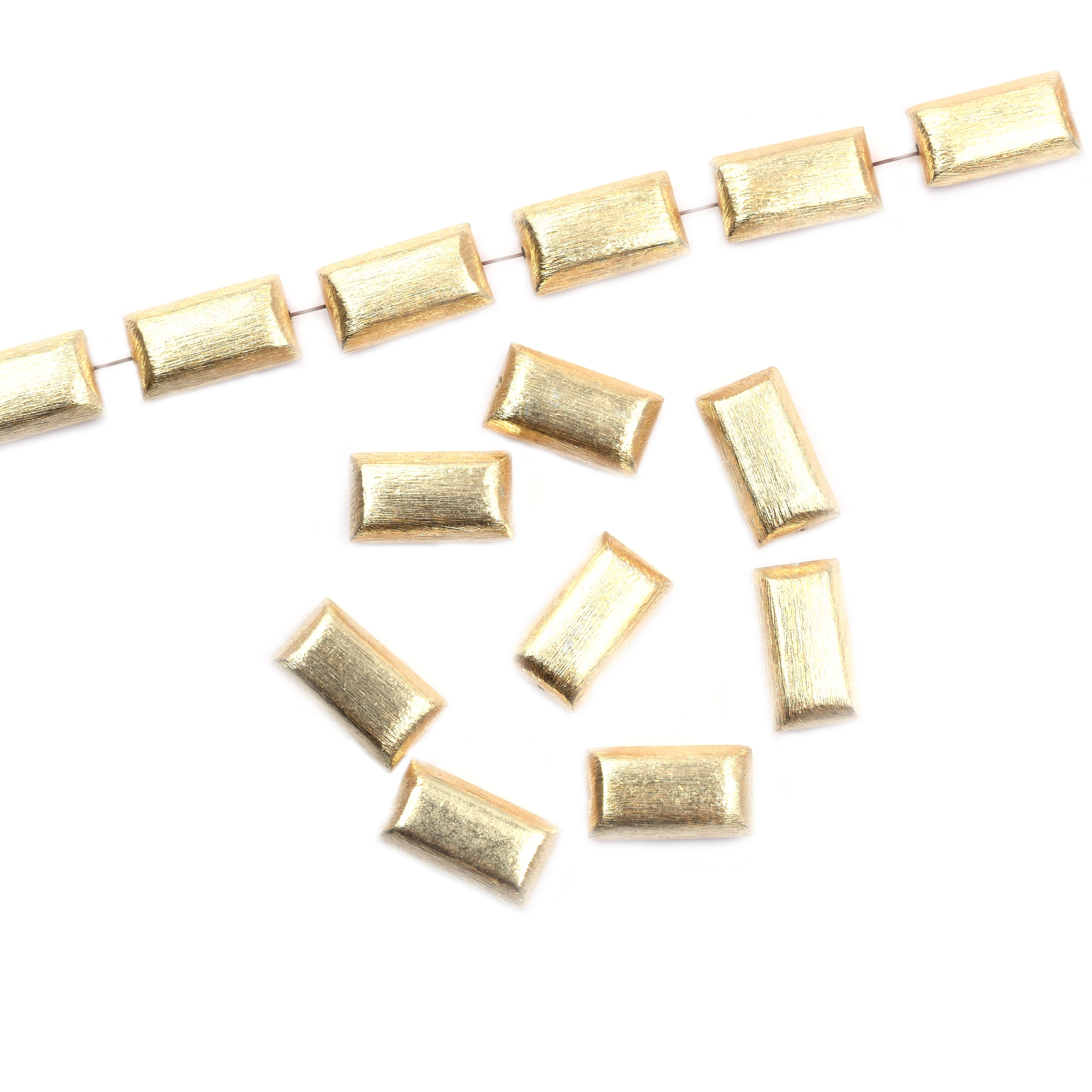 10 Pcs 18X10mm Biscuit Brushed Matte Finish Beads Gold Plated Copper