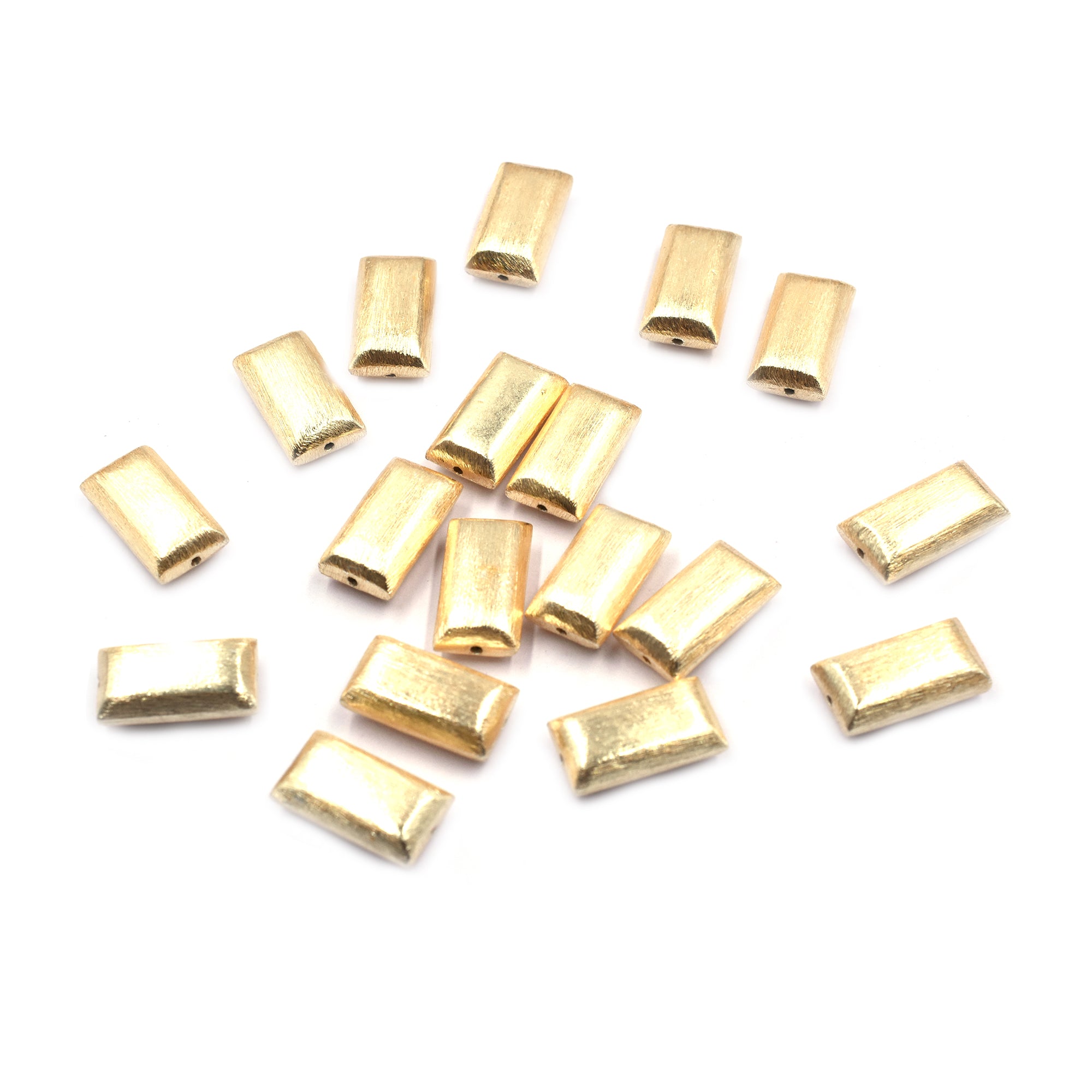 18X10mm Biscuit Brushed Matte Finish Beads Gold Plated Copper