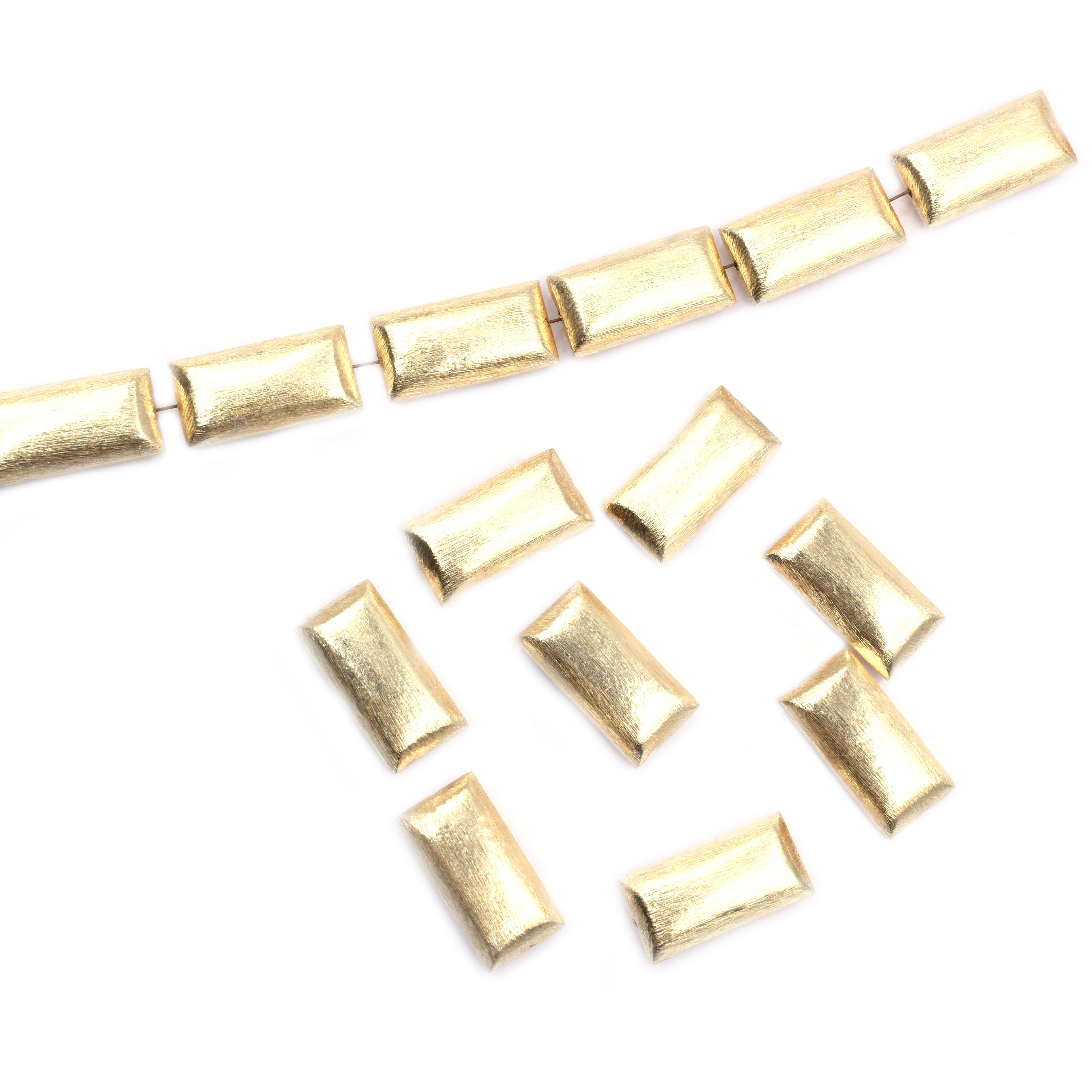 10 Pcs 24X12mm Biscuit Brushed Matte Finish Beads Gold Plated Copper