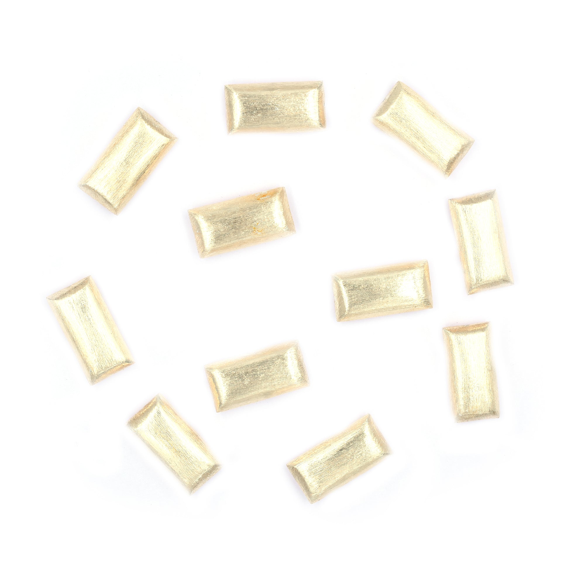 10 Pcs 24X12mm Biscuit Brushed Matte Finish Beads Gold Plated Copper