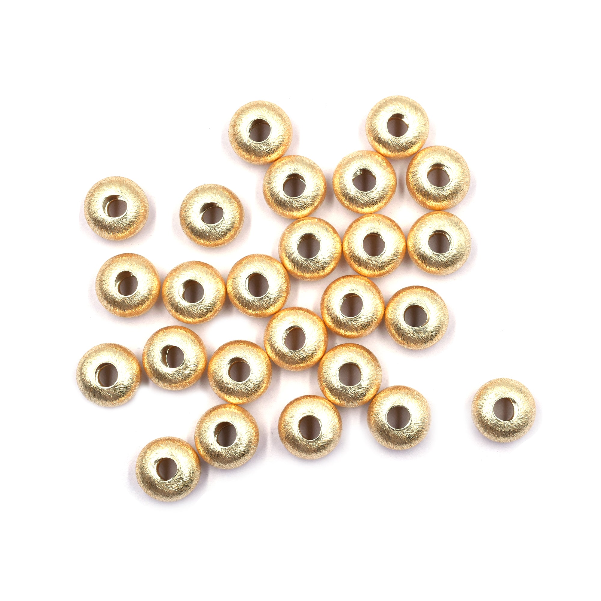 20 Pcs 12mm Donut Brushed Matte Finish Beads Gold Plated Copper