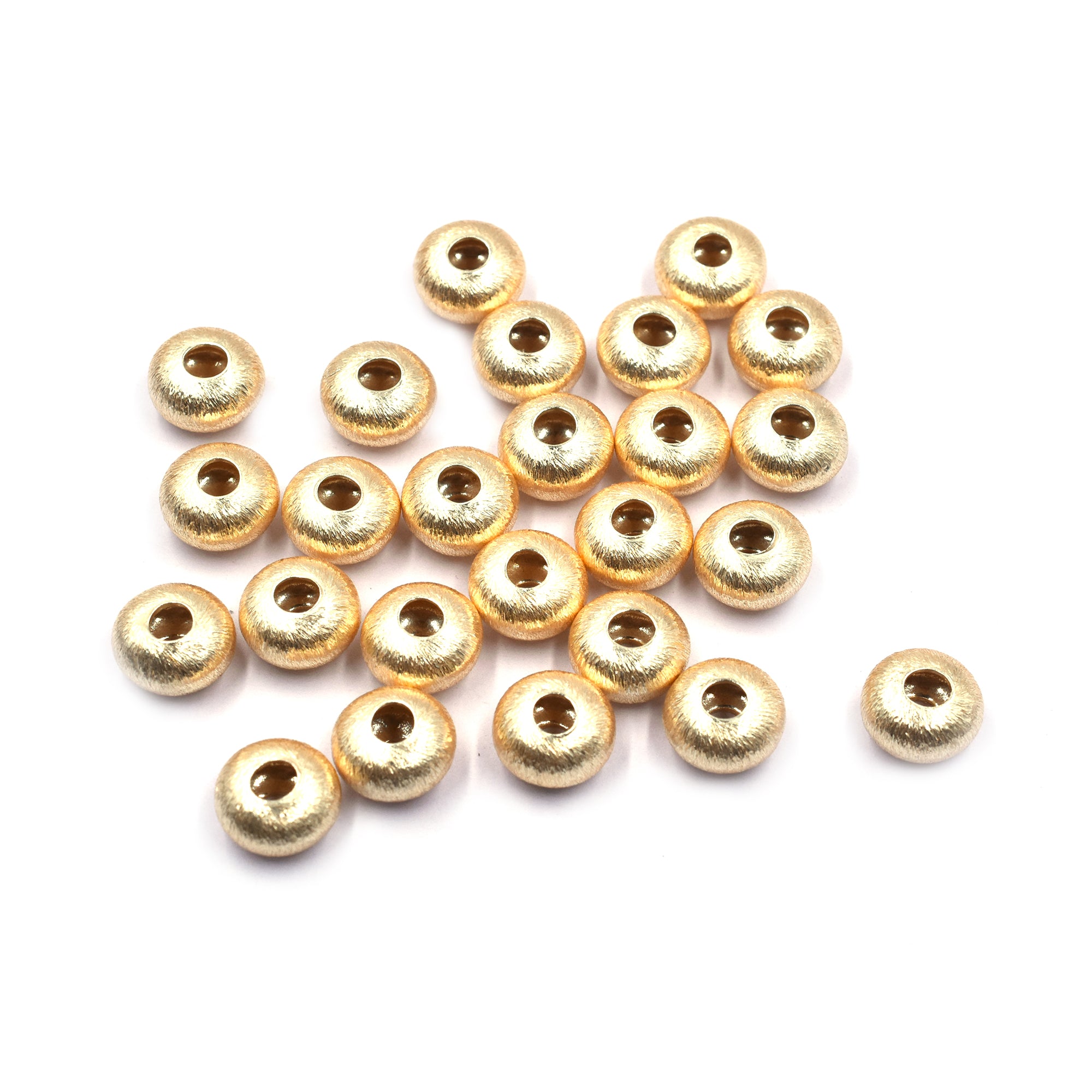 20 Pcs 12mm Donut Brushed Matte Finish Beads Gold Plated Copper