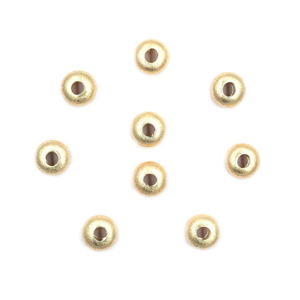 20 Pcs 14mm Donut Brushed Matte Finish Beads Gold Plated Copper