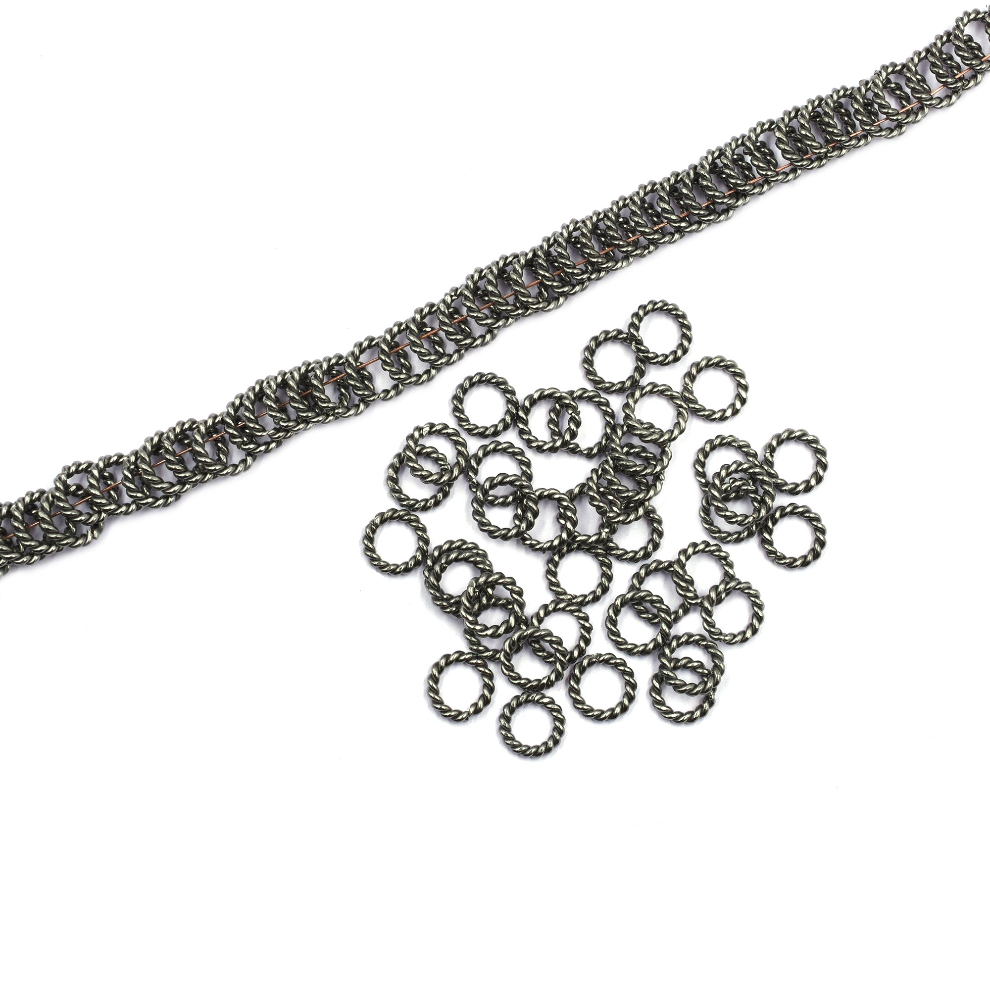 45 Pcs 10mm Twisted Wire Jump Ring Black Finished Copper