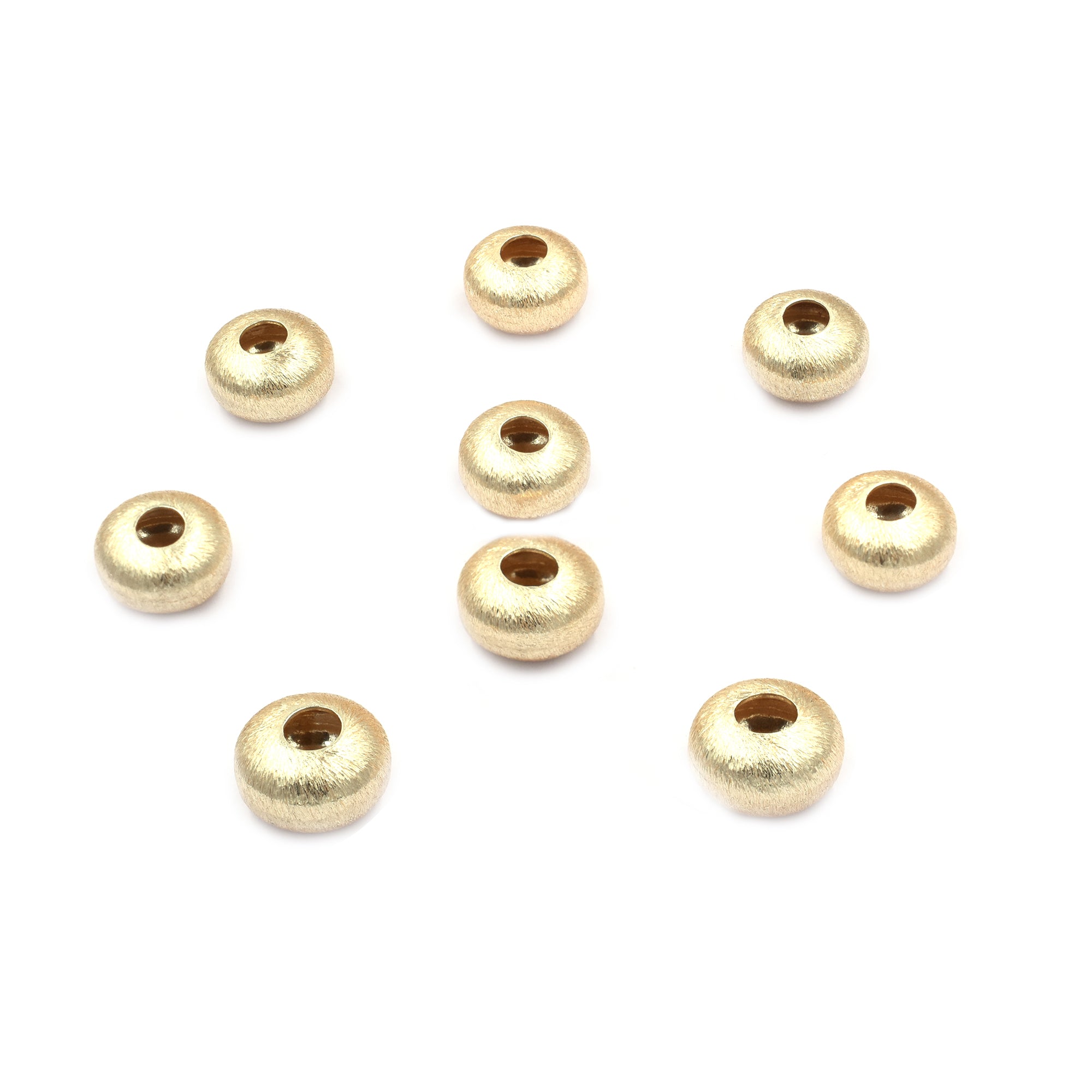 20 Pcs 14mm Donut Brushed Matte Finish Beads Gold Plated Copper