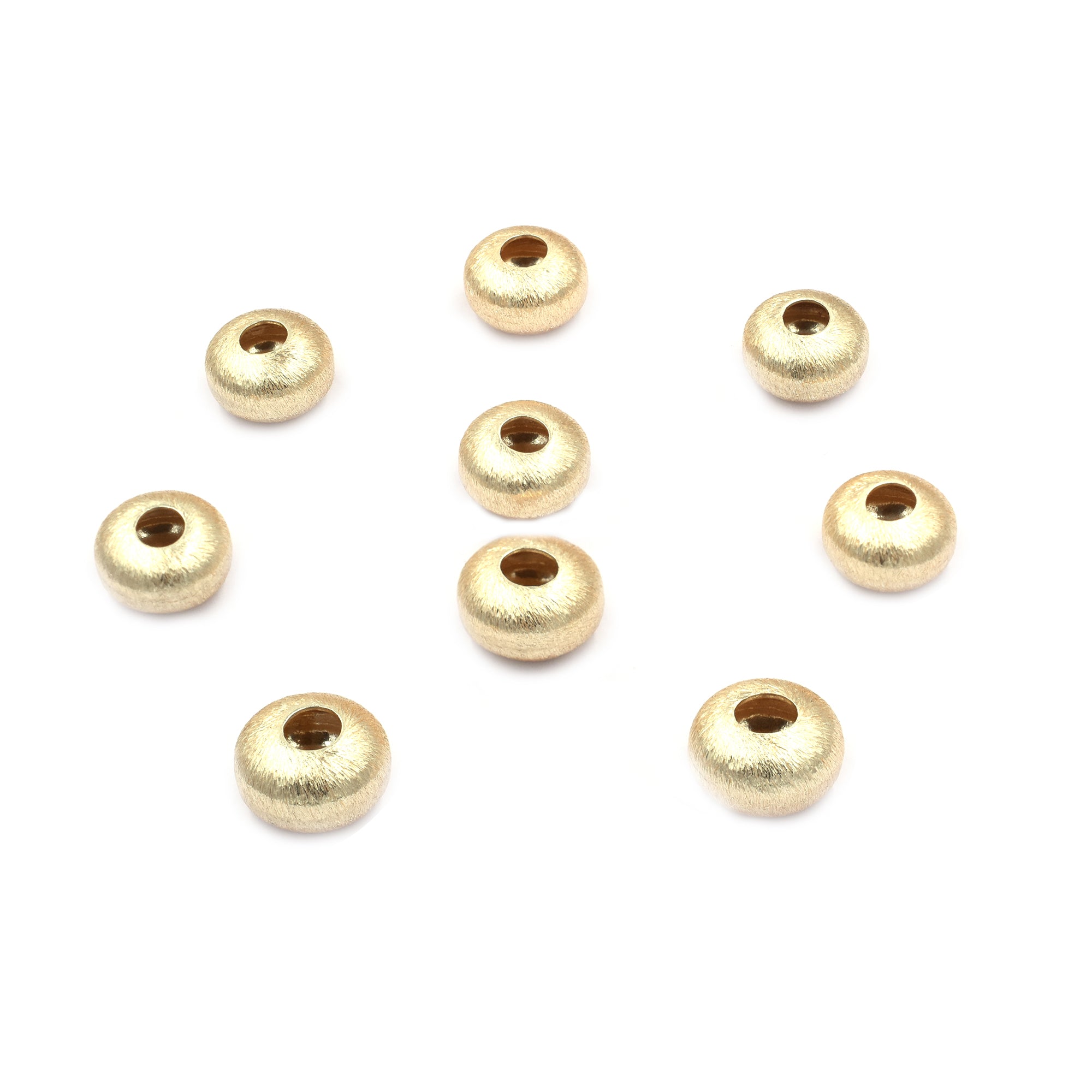 14mm Donut Brushed Matte Finish Beads Gold Plated Copper
