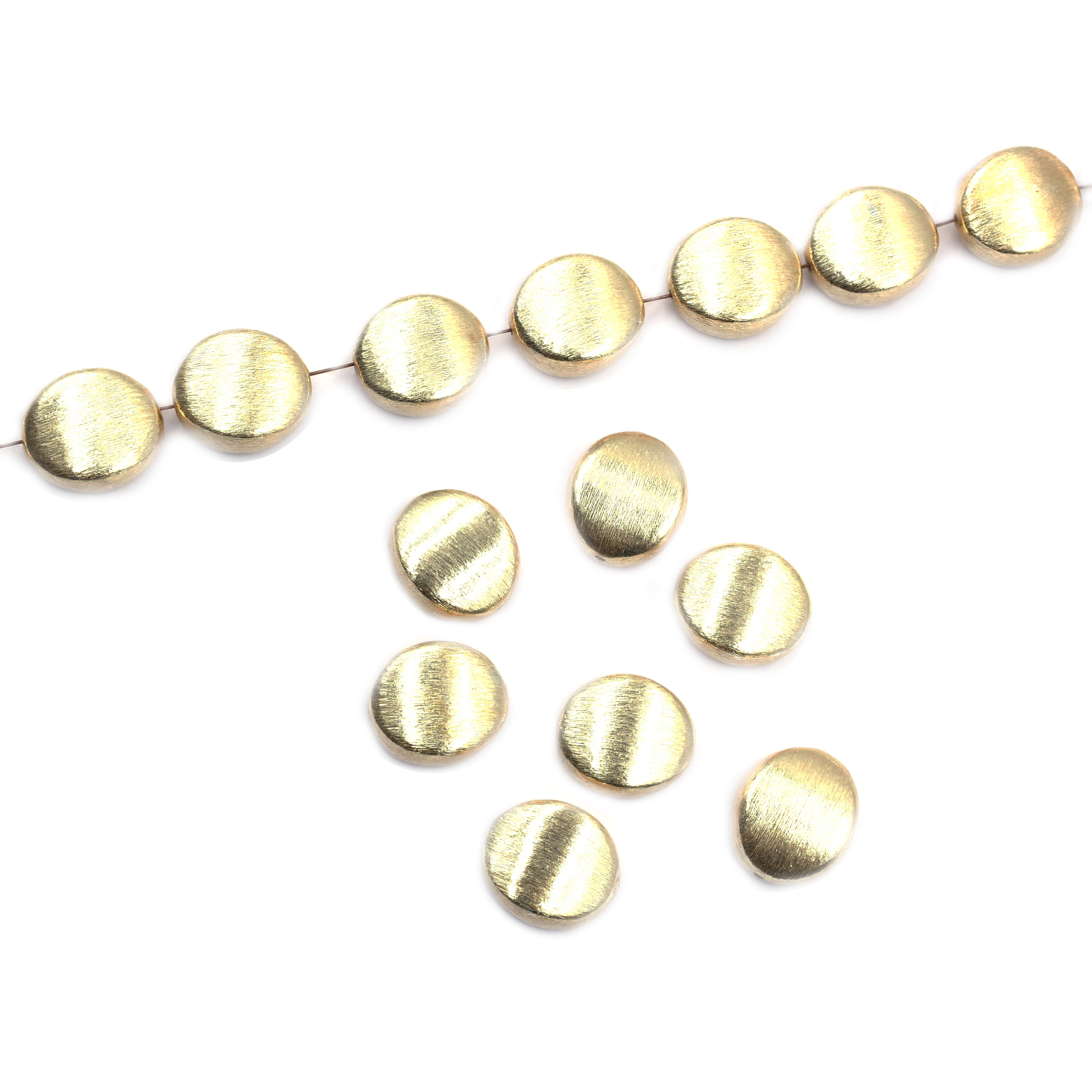 10 Pcs 16mm Oval Brushed Matte Finish Beads Gold Plated Copper