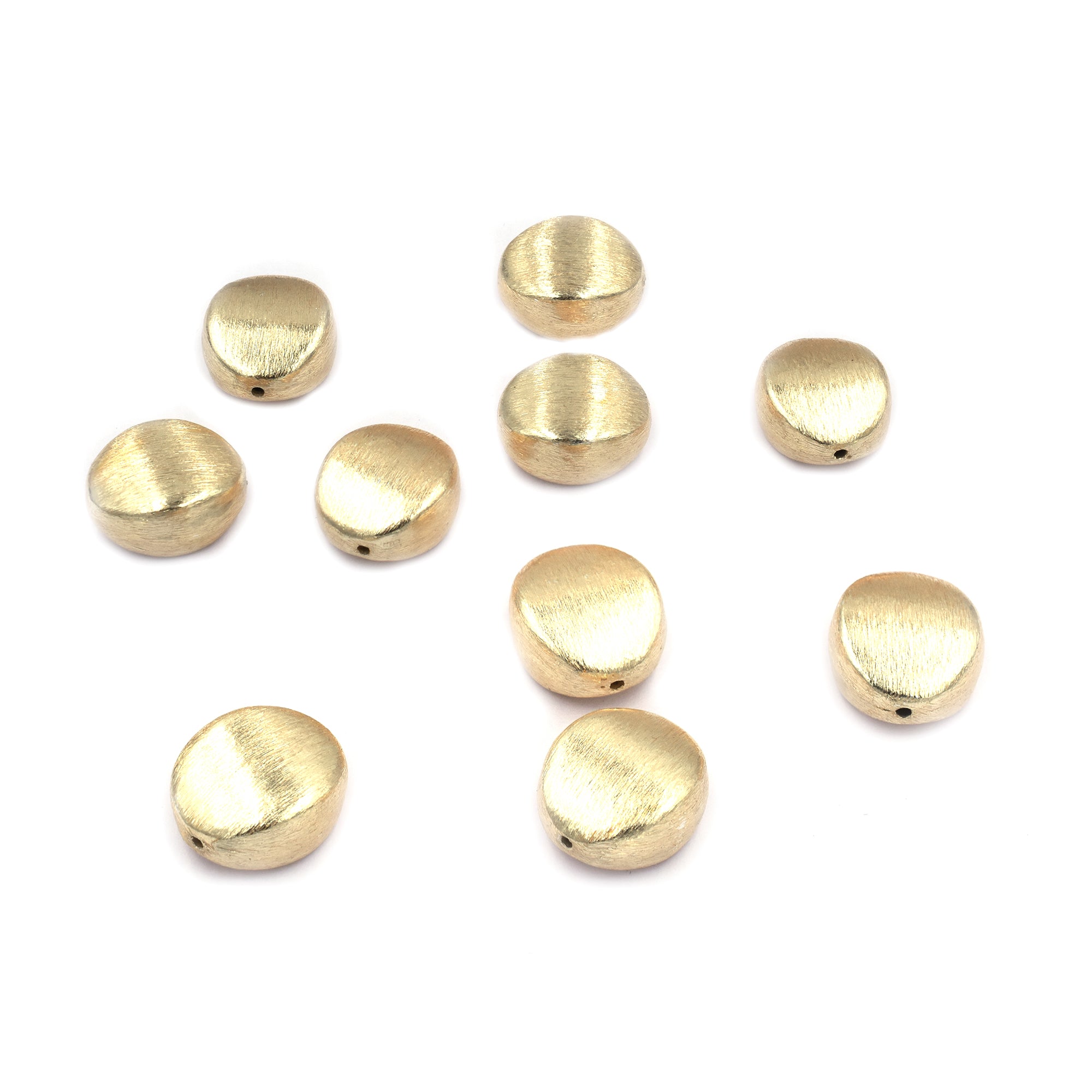 16mm Oval Brushed Matte Finish Beads Gold Plated Copper