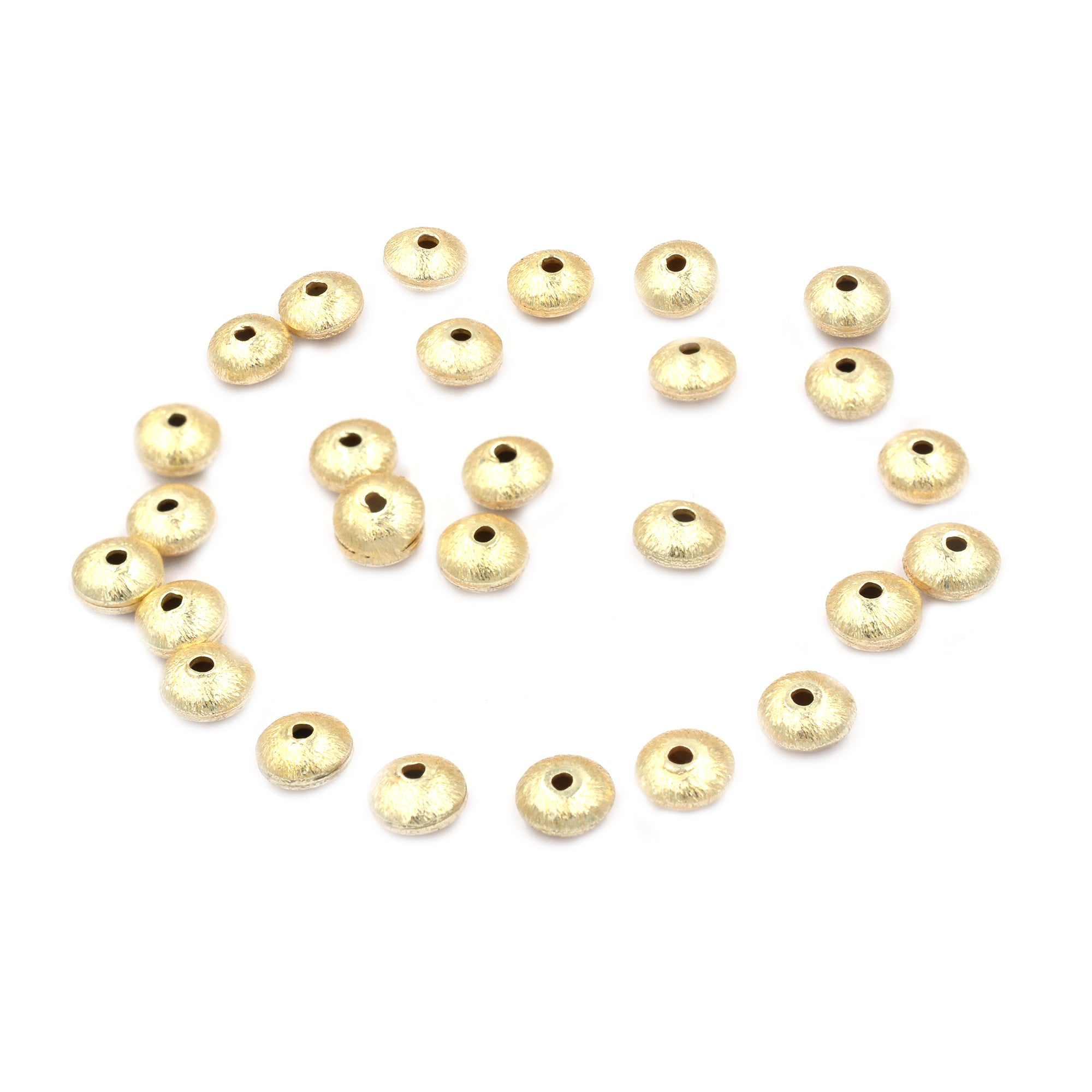 100 Pcs 6mm Spacer Brushed Matte Finish Beads Gold Plated Copper