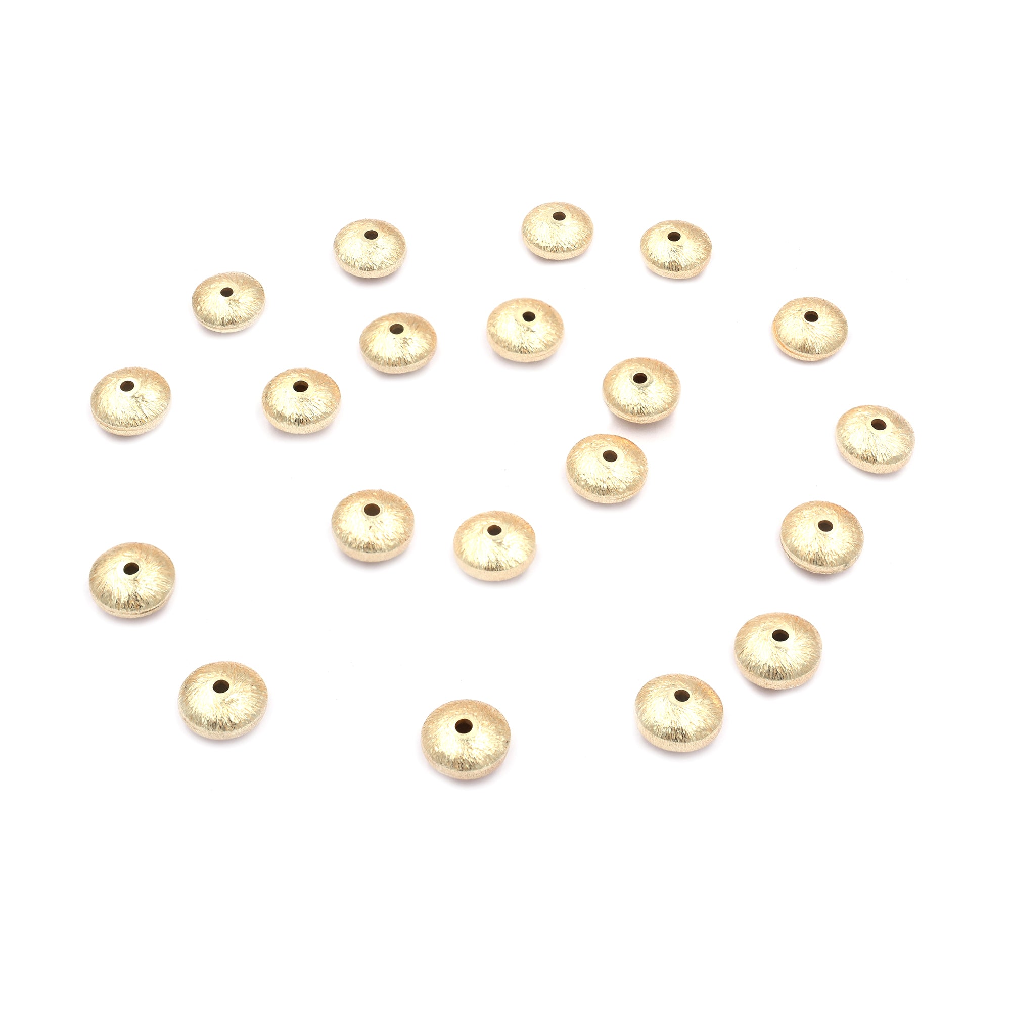 50 Pcs 8mm Spacer Brushed Matte Finish Beads Gold Plated Copper