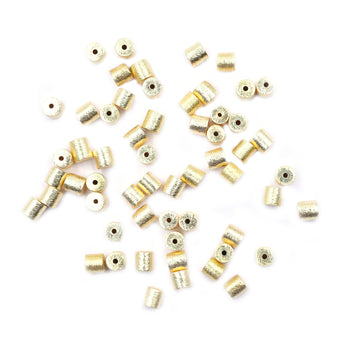 6X6mm Cylinder Brushed Matte Finish Beads Gold Plated Copper