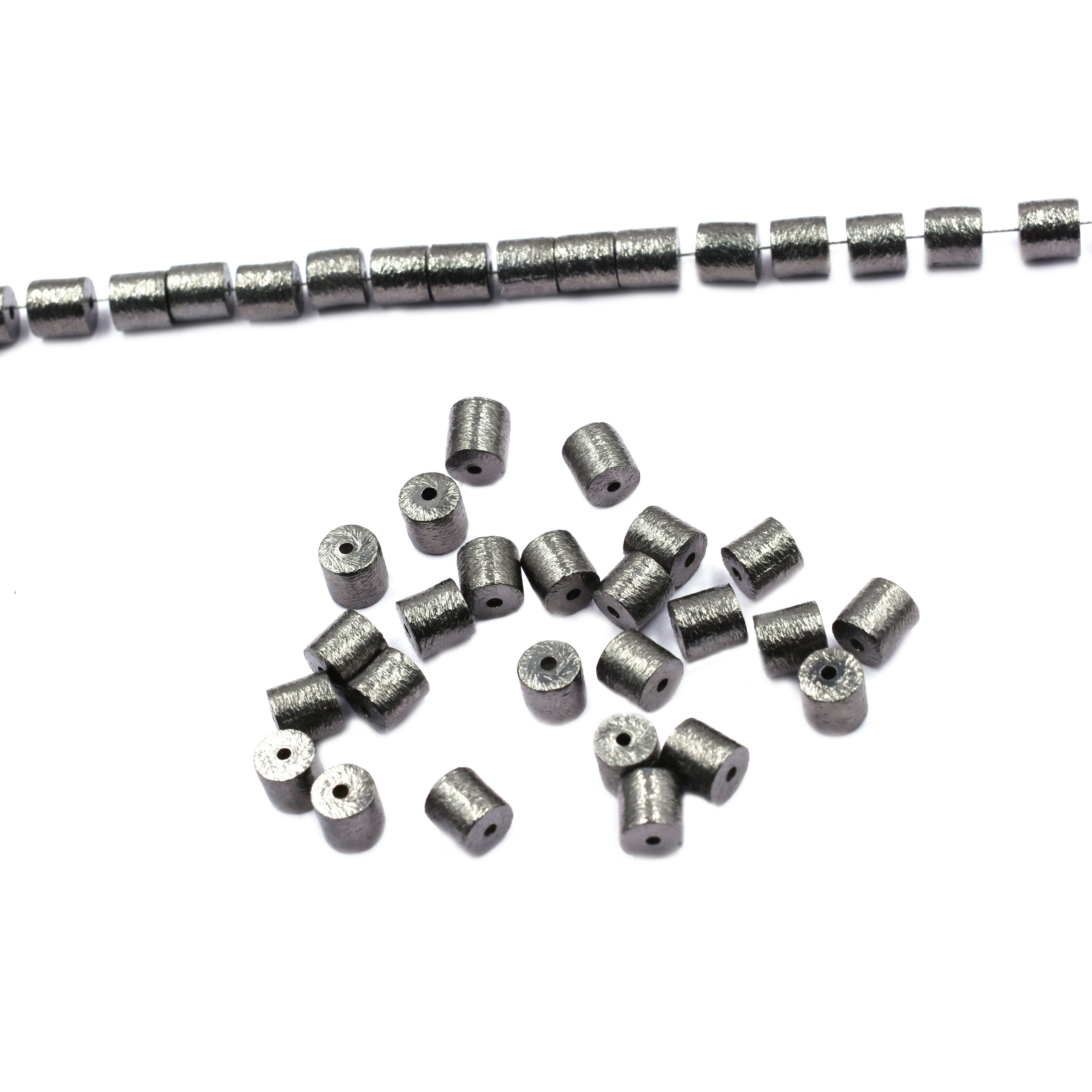 6X6mm Cylinder Brushed Matte Finish Beads Black Finished Copper