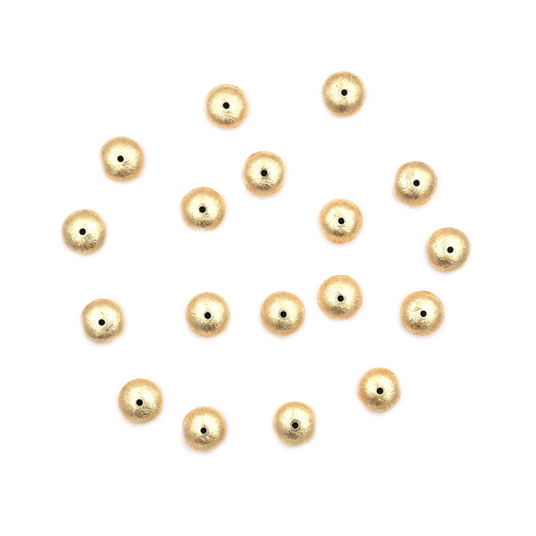 30 Pcs 10mm Spacer Brushed Matte Finish Beads Gold Plated Copper