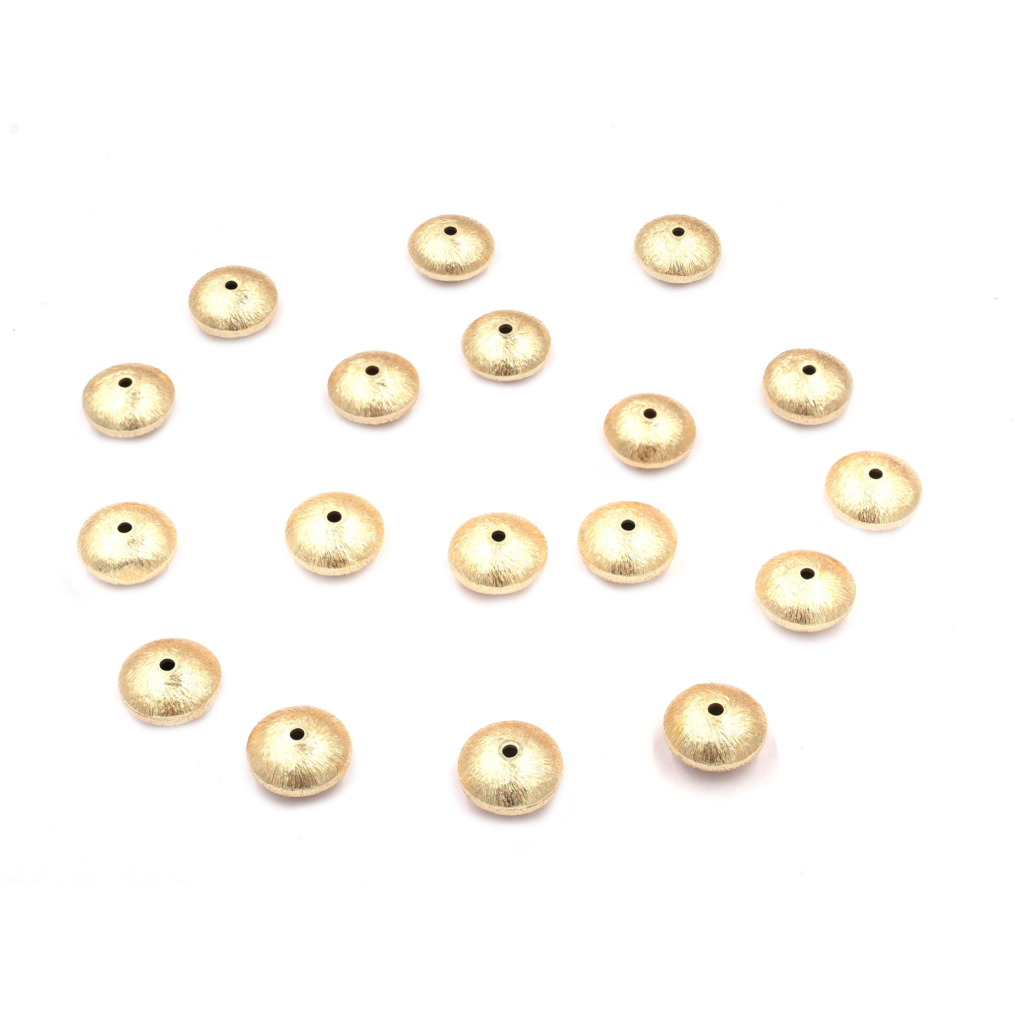 30 Pcs 10mm Spacer Brushed Matte Finish Beads Gold Plated Copper
