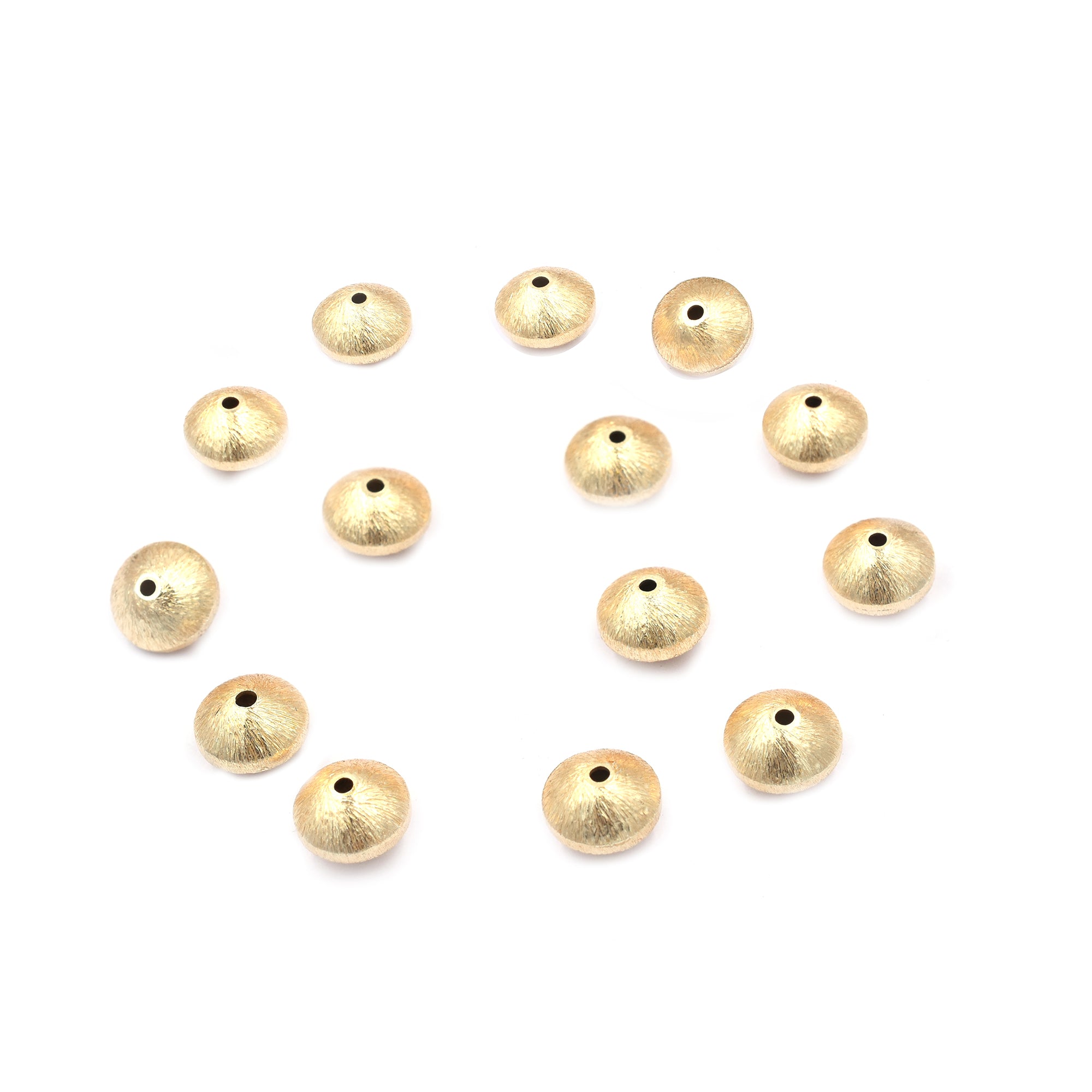 30 Pcs 10mm Bicone Brushed Matte Finish Beads Gold Plated Copper