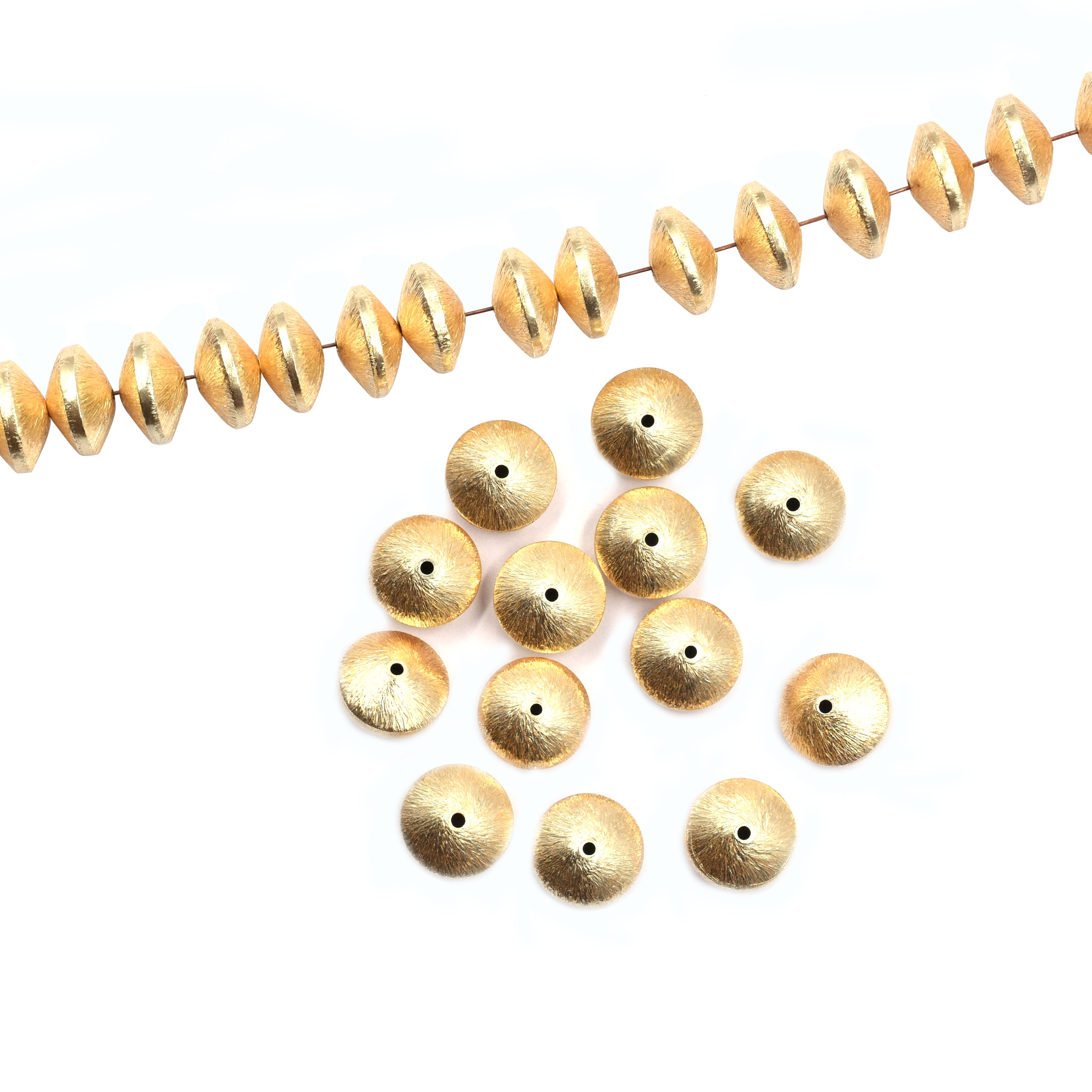 30 Pcs 12mm Bicone Brushed Matte Finish Beads Gold Plated Copper
