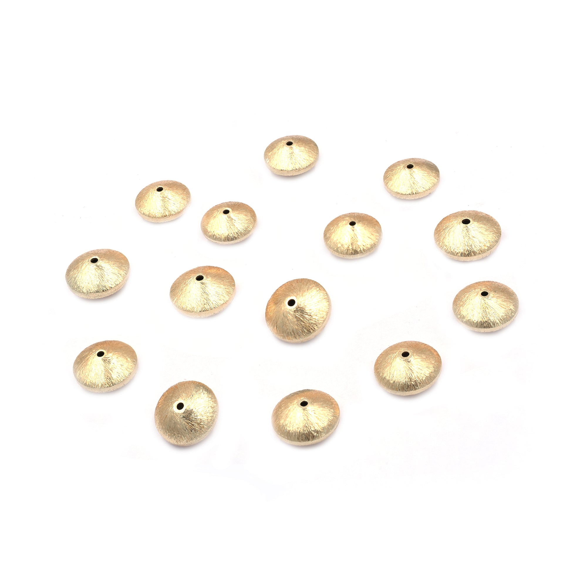 30 Pcs 12mm Bicone Brushed Matte Finish Beads Gold Plated Copper