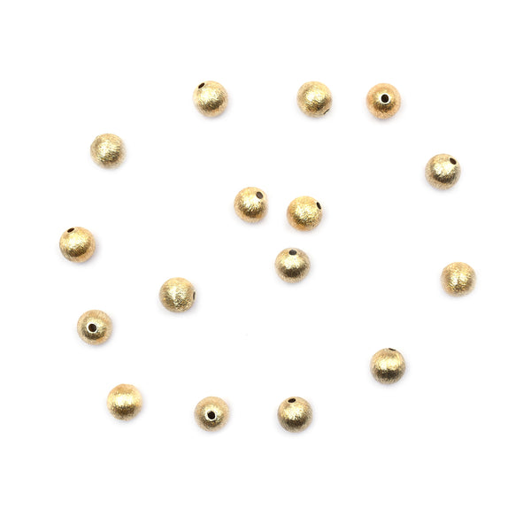 100 Pcs 6mm Balls Brushed Matte Finish Beads Gold Plated Copper