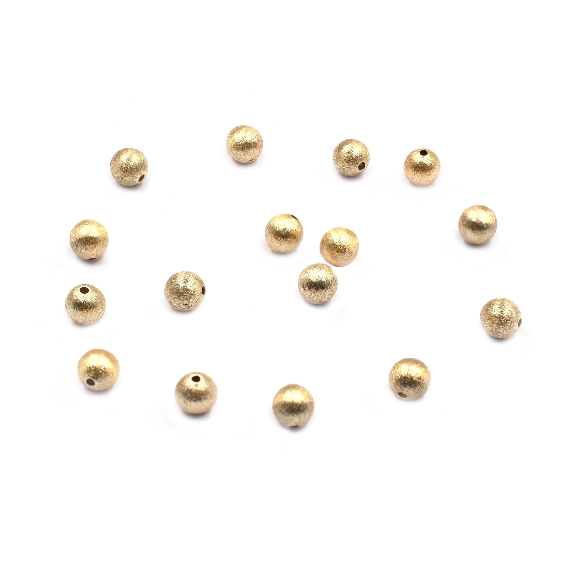 100 Pcs 6mm Balls Brushed Matte Finish Beads Gold Plated Copper