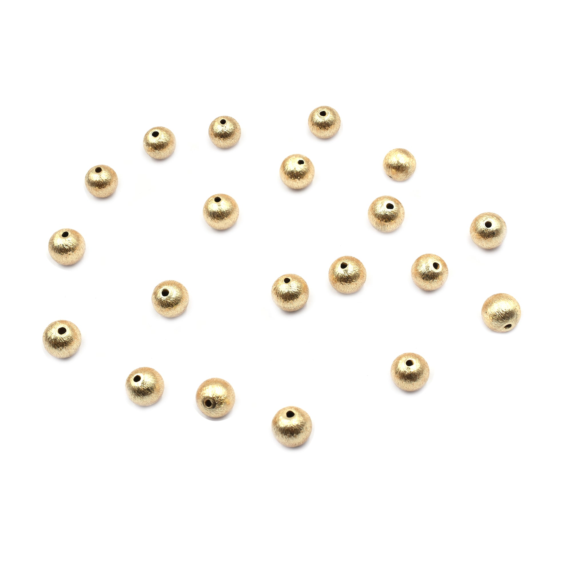 50 Pcs 8mm Balls Brushed Matte Finish Beads Gold Plated Copper