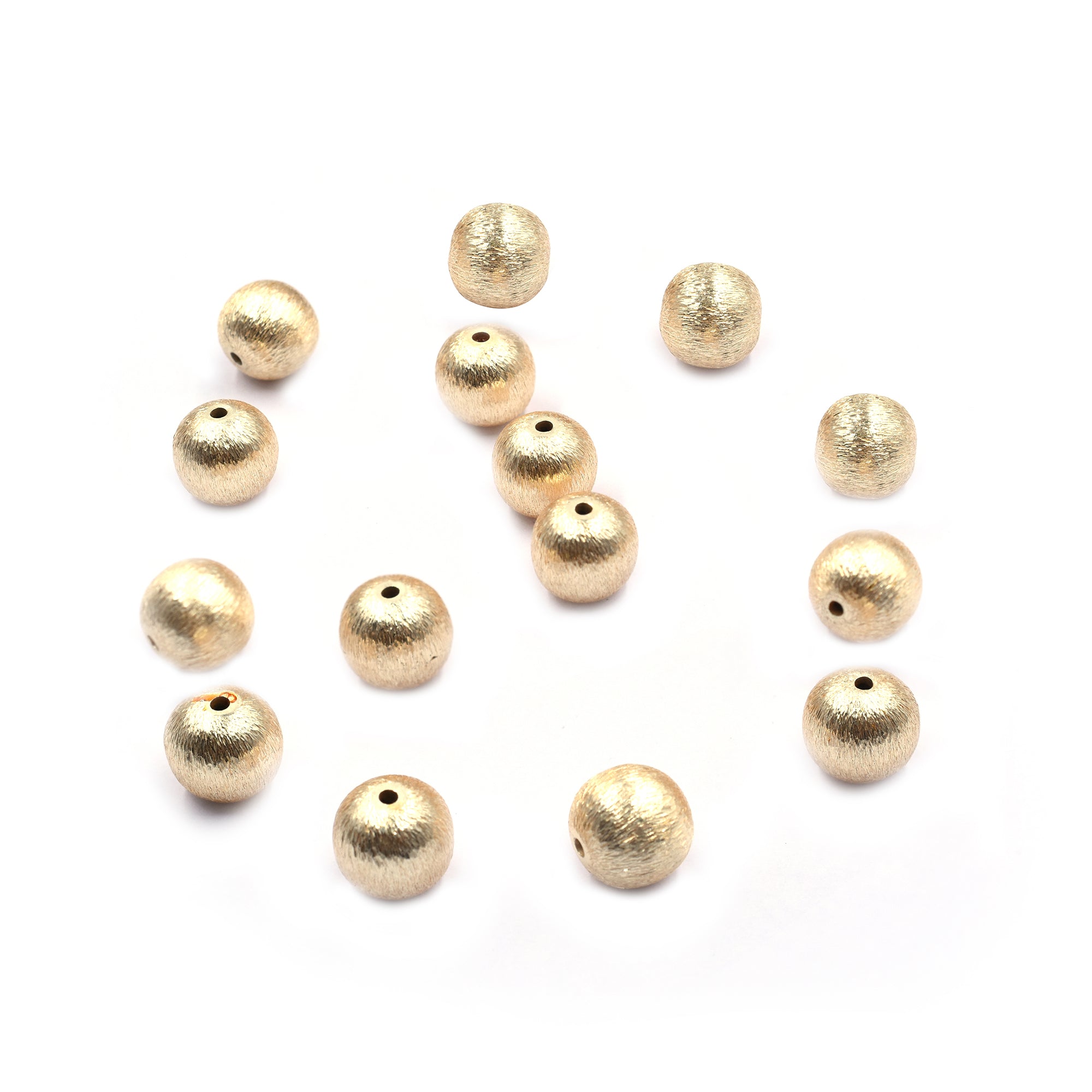20 Pcs 10mm Balls Brushed Matte Finish Beads Gold Plated Copper