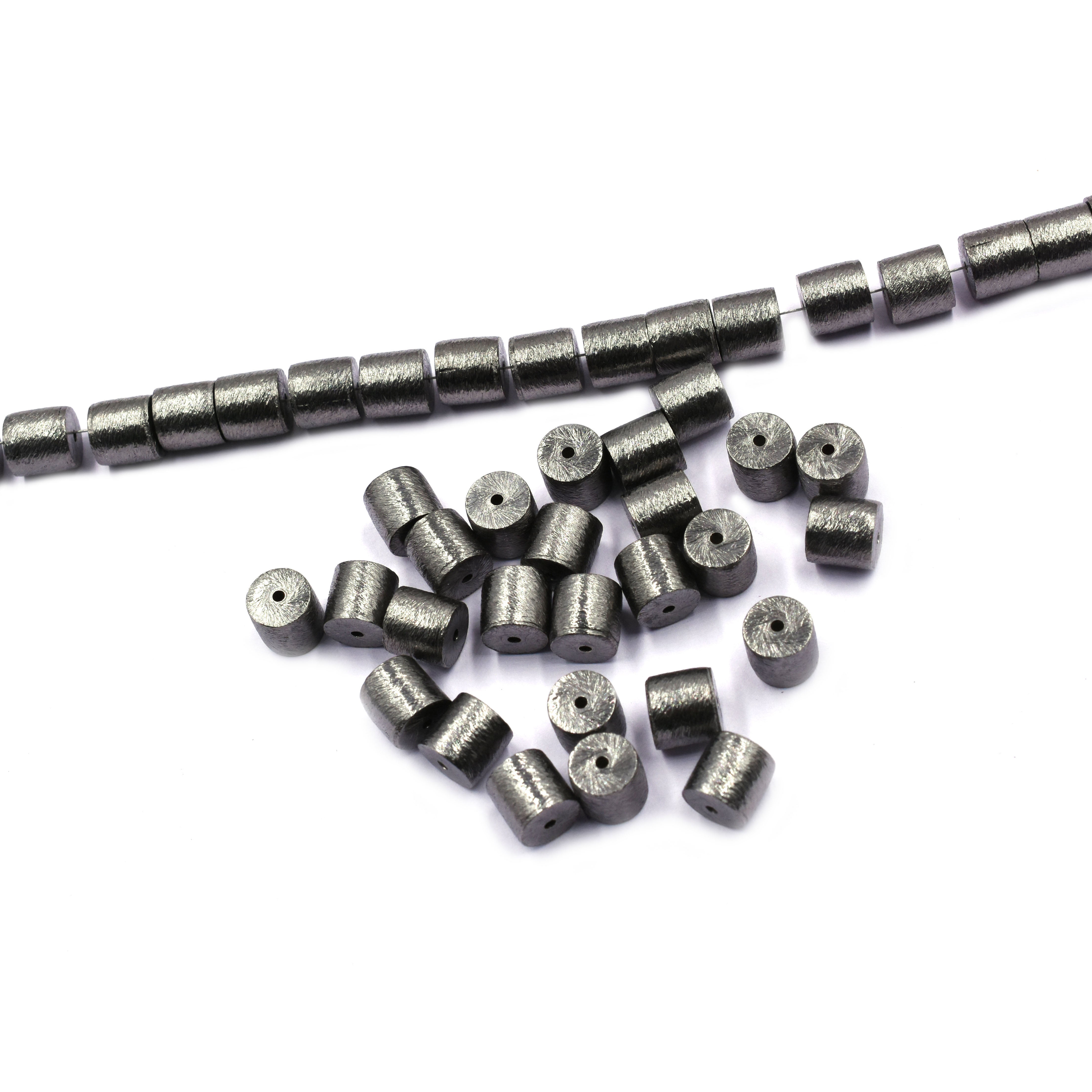 10 Pcs 8X8mm Cylinder Brushed Matte Finish Beads Black Finished Copper
