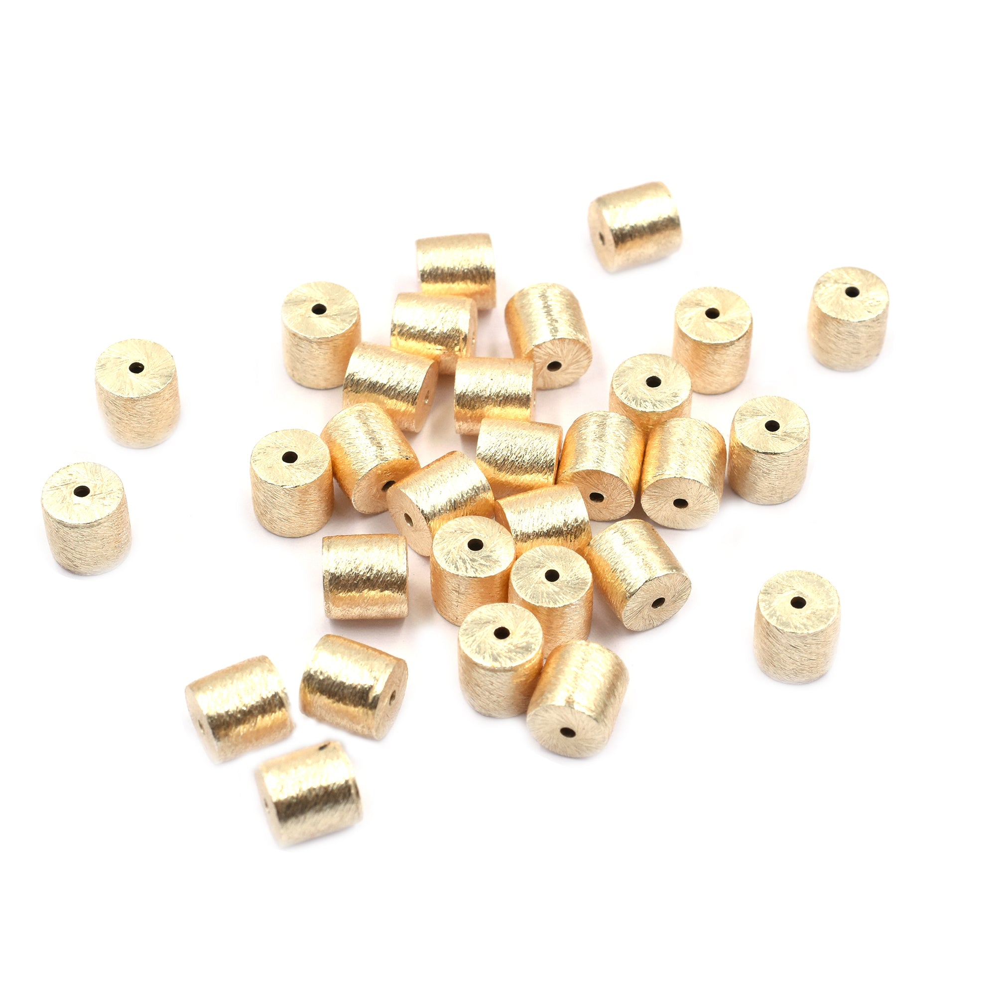 10 Pcs 8X8mm Cylinder Brushed Matte Finish Beads Gold Plated Copper